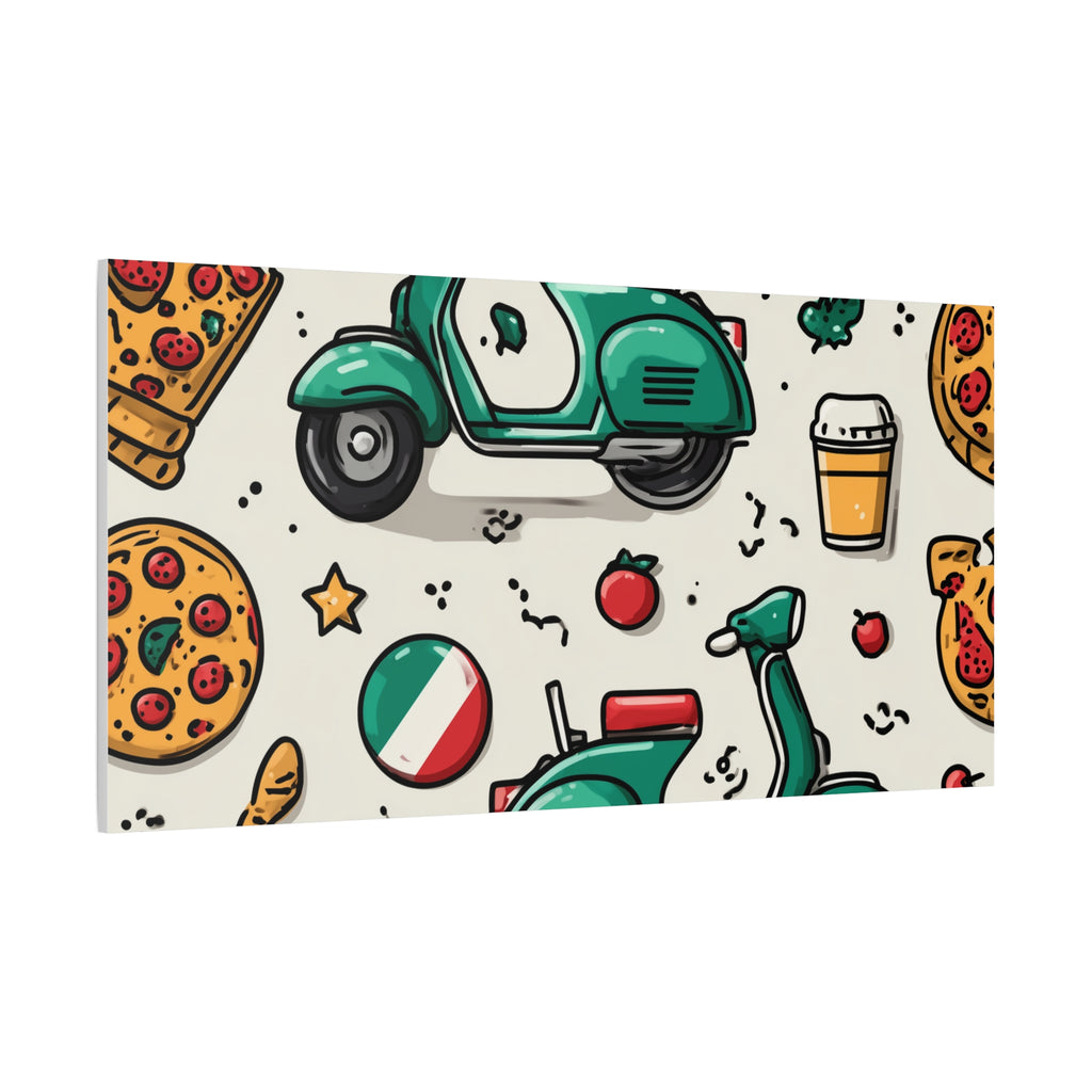 Vibrant Travel Nostalgia Canvas Art, Scooter Decor, Foodie Wall Art, Fun Home Decor, Gift for Adventurers, Kitchen Wall Hanging