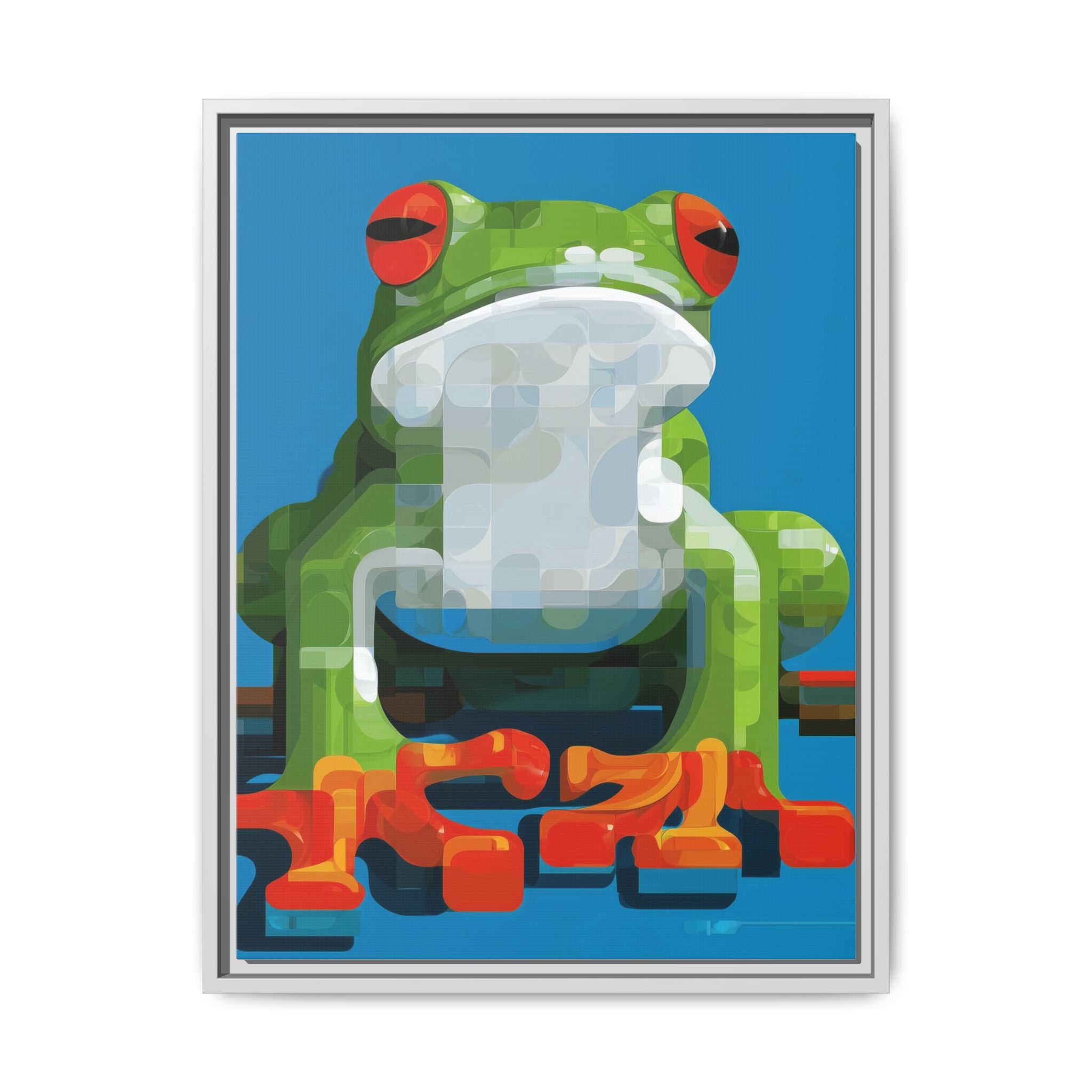 Mosaic Amphibian: Geometric Frog Portrait, Digital Pixel Art Illustration   |    Custom Orders Available