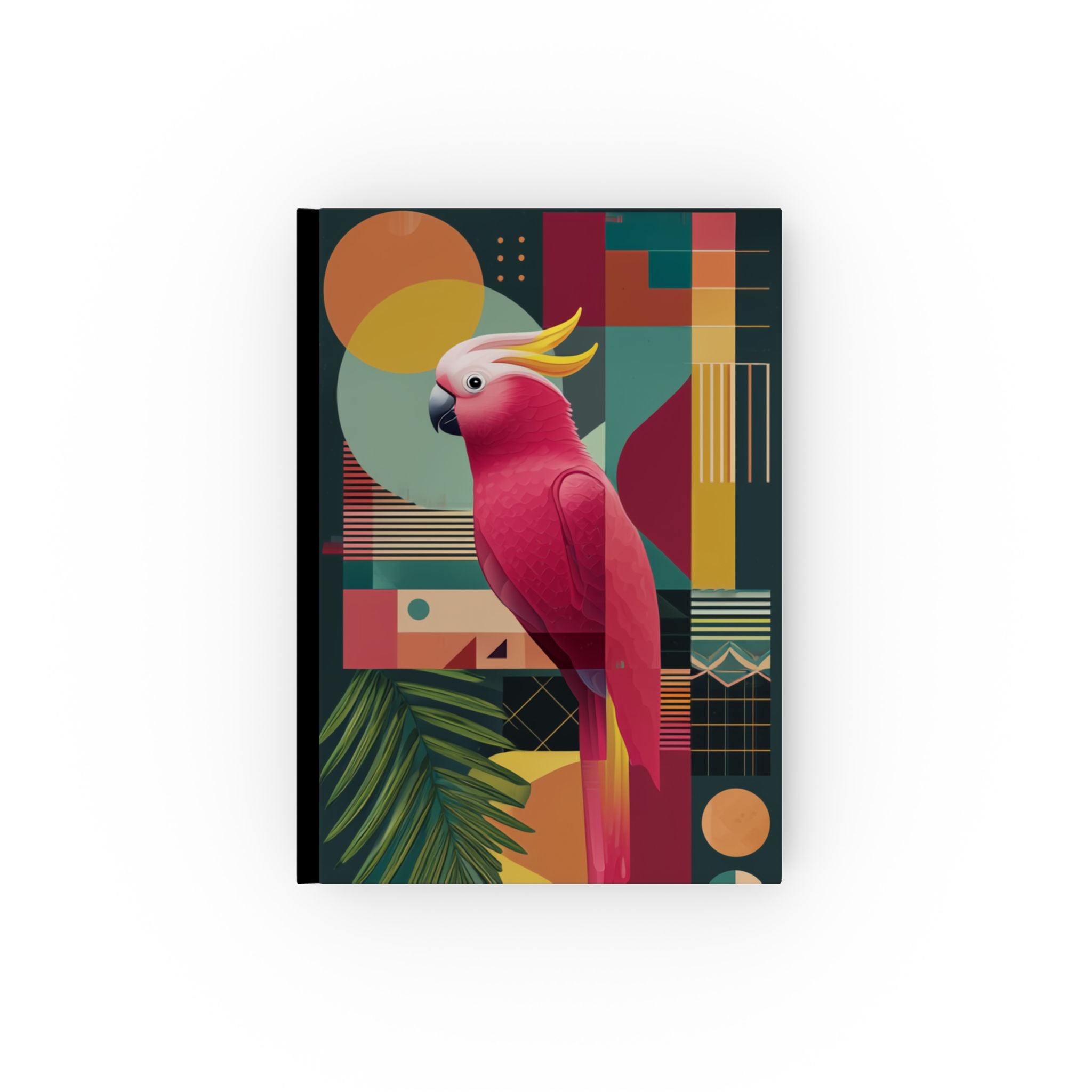 Cockatoo Geometry: Mid-Century Modern Art Print, Vibrant Bird Wall Decor Personalized Journal   |