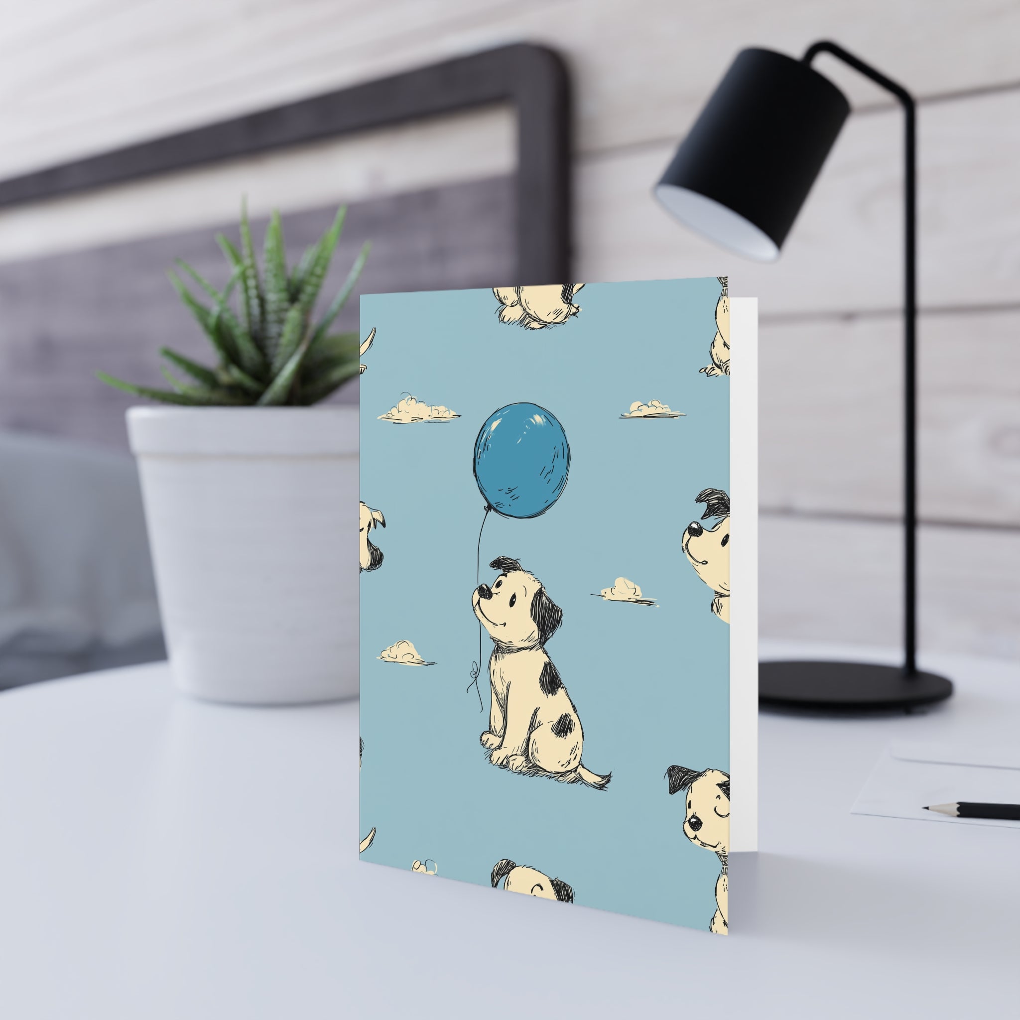 Baby Shower Greeting Cards — Cute Dog Design (Baby Boy)