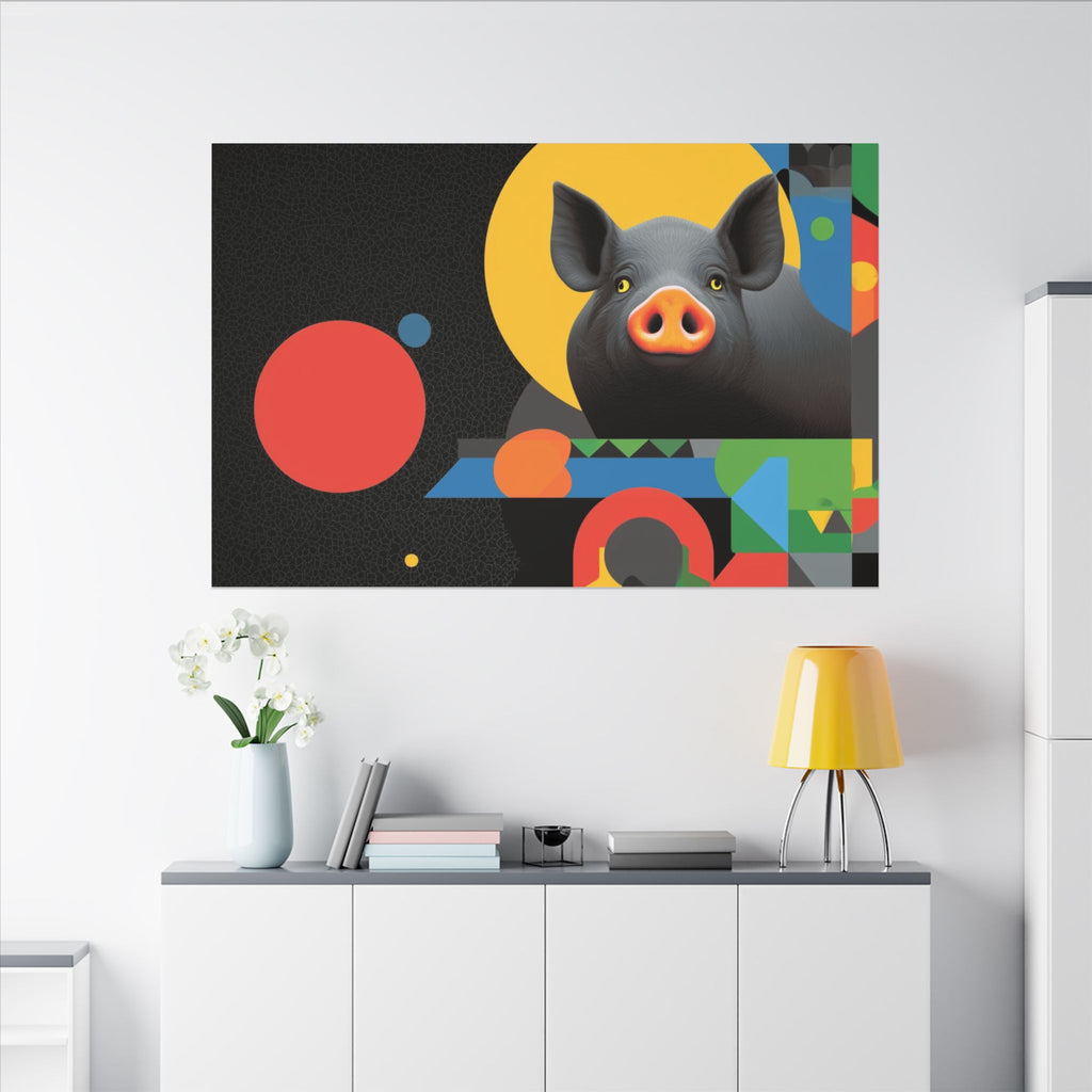 Geometric Pig Odyssey: Abstract Graphic Design Poster, Avant-Garde Animal Art   |    Custom Orders Available