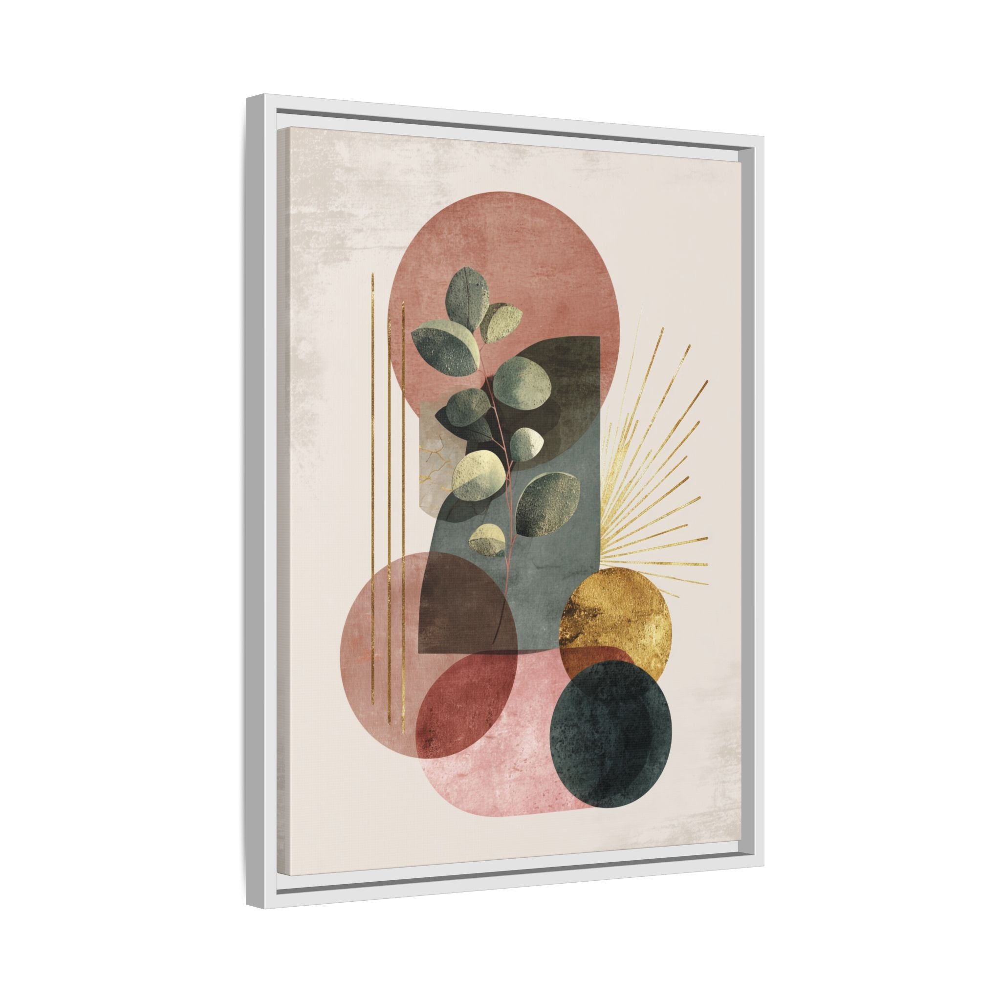 Botanical Geometric Symphony: Eucalyptus Harmony, Metallic Intersections, Modern Earth Tones   |   Custom Orders Accepted