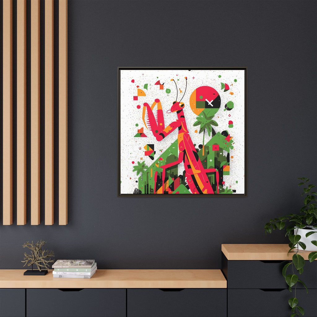 Praying Mantis in Bloom: Geometric Insect Portrait, Abstract Digital Illustration   |    Custom Orders Available