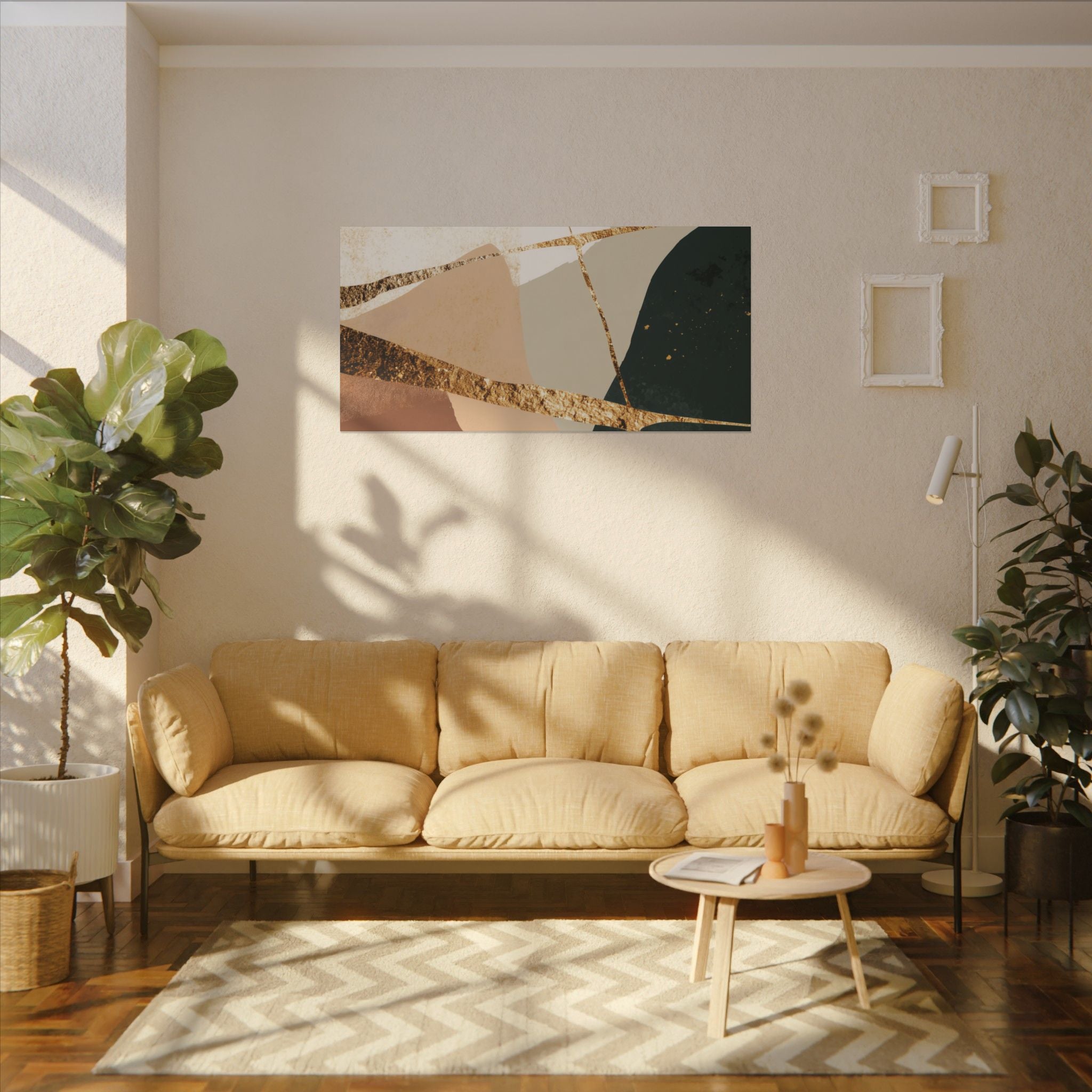 Canvas Print, Abstract Earthy Gold Wall Art, Modern Designer Home Decor, Stretched Matte Canvas; Thick, Multi-Size, Office Decor