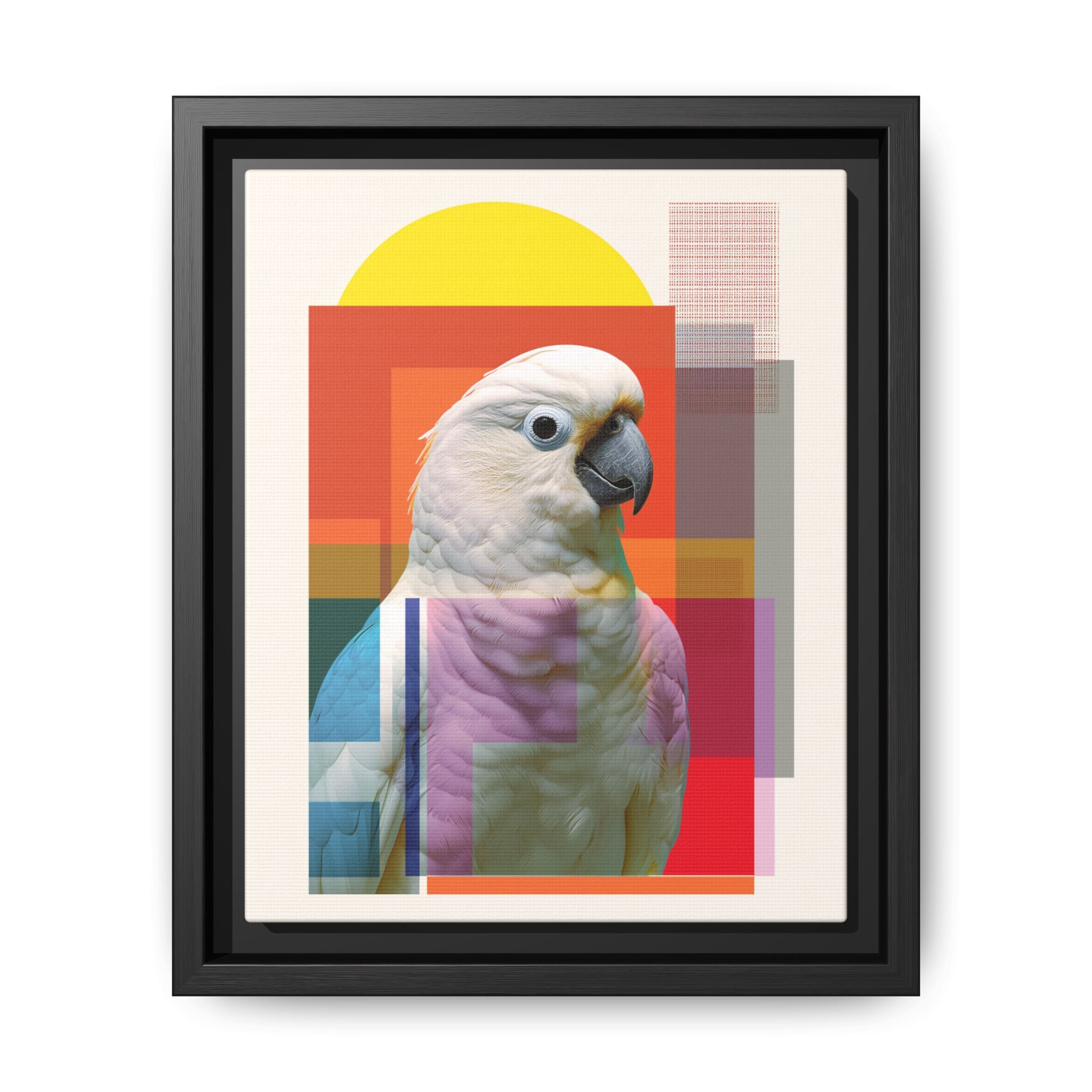 Cockatoo Chromatics Framed Print: Geometric Wildlife Portrait, Contemporary Art Print   |  Personalized & Custom Orders Available