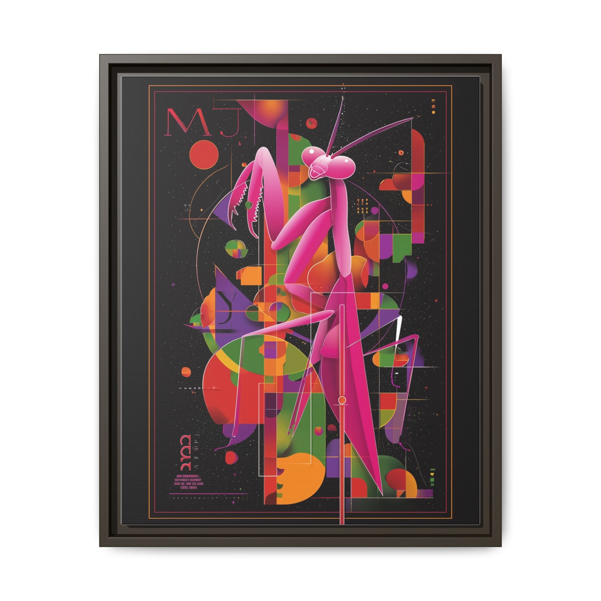 Geometric Mantis Framed Print : Starry Night Abstract, Graphic Design Poster   |  Personalized & Custom Orders Available