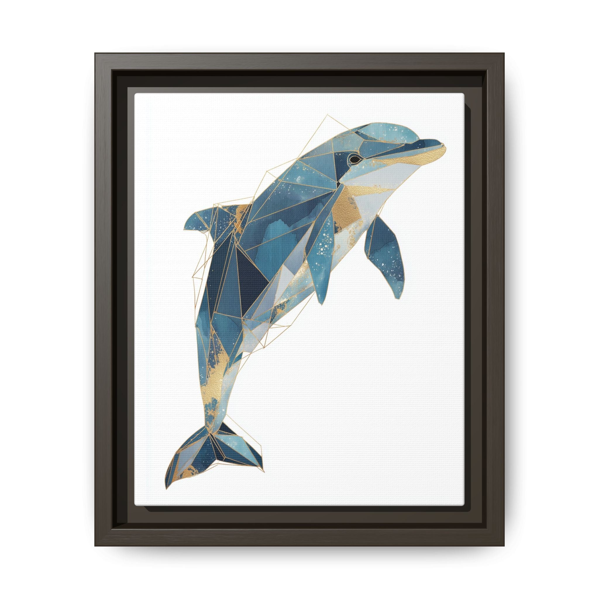 Crystalline Dolphin Framed Print : Geometric Marine Mosaic, Fractalized Blue Abstract   |  Personalized & Custom Orders Available