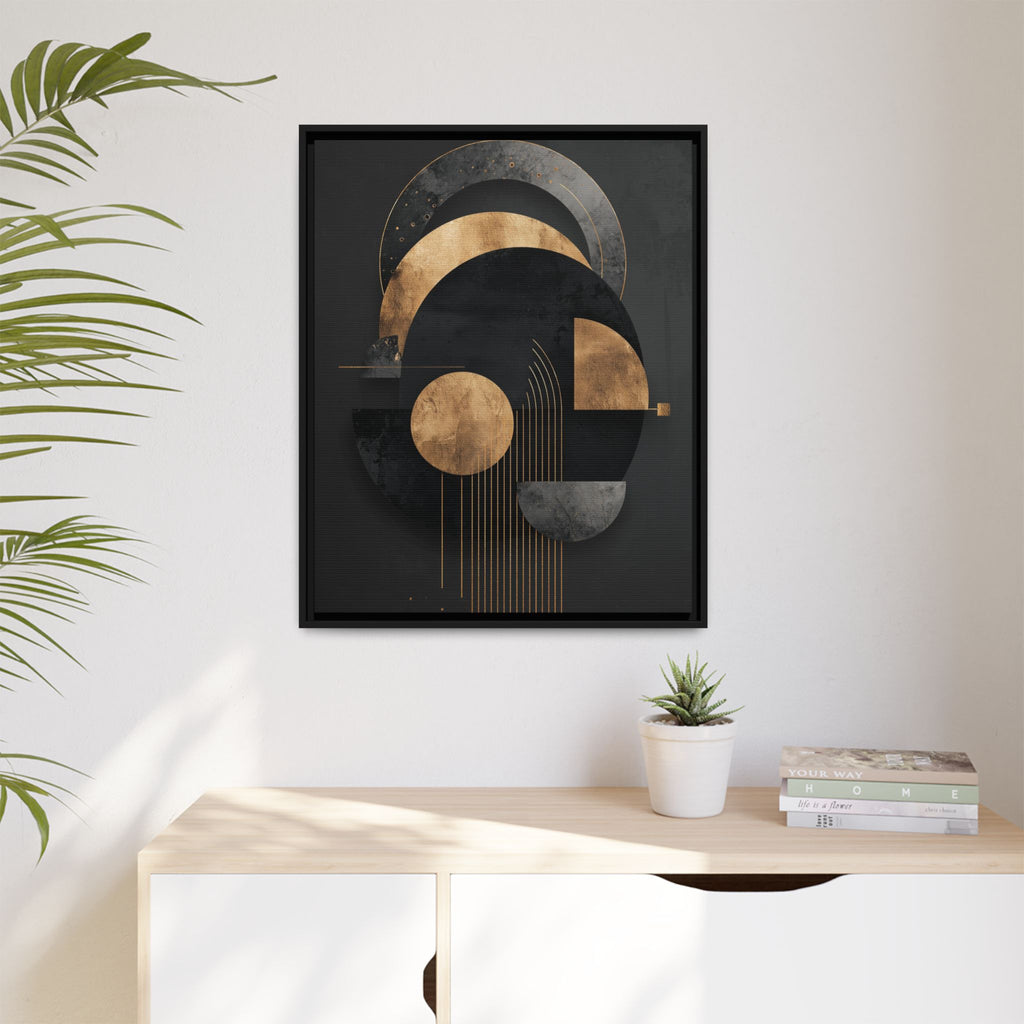 Geometric Resonance: Abstract Gold and Black Design, Minimalist Architectural Art, Modern Metallic Composition   |   Custom Orders Accepted