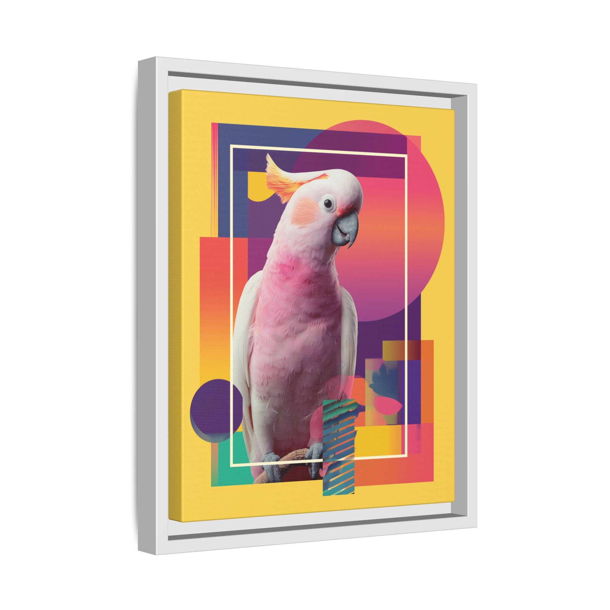 Geometric Cockatoo Composition: Moluccan Parrot Portrait, Modern Abstract Design   |    Custom Orders Available