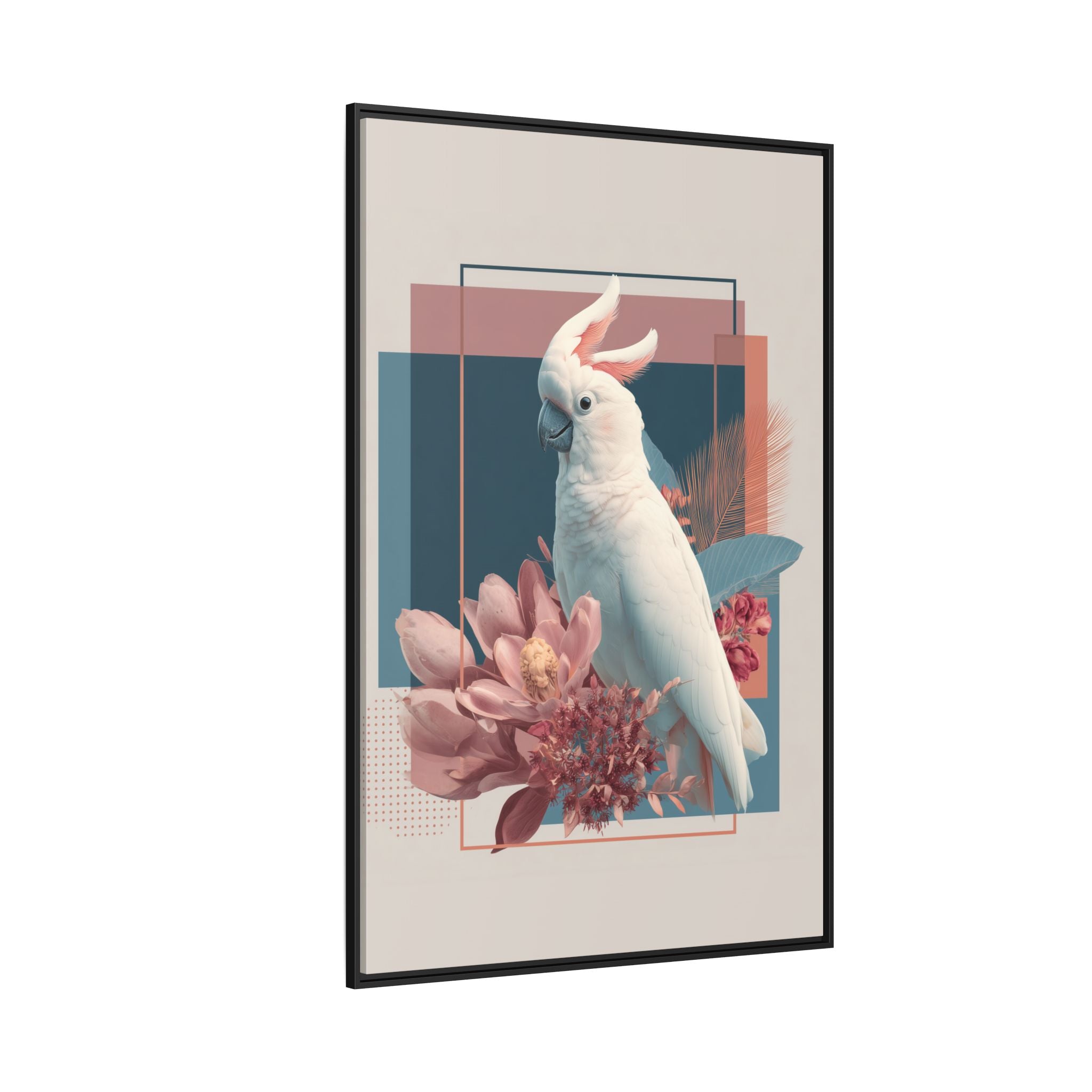 Cockatoo Geometric Framed Print : Modern Wildlife Illustration, Geometric Botanical Fusion   |  Personalized & Custom Orders Available