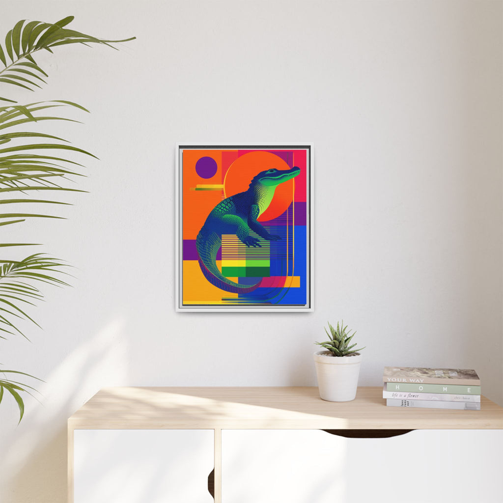 Geometric Alligator Framed Print: Pop Art Reptile, Vibrant Gradient Composition   |  Personalized & Custom Orders Available