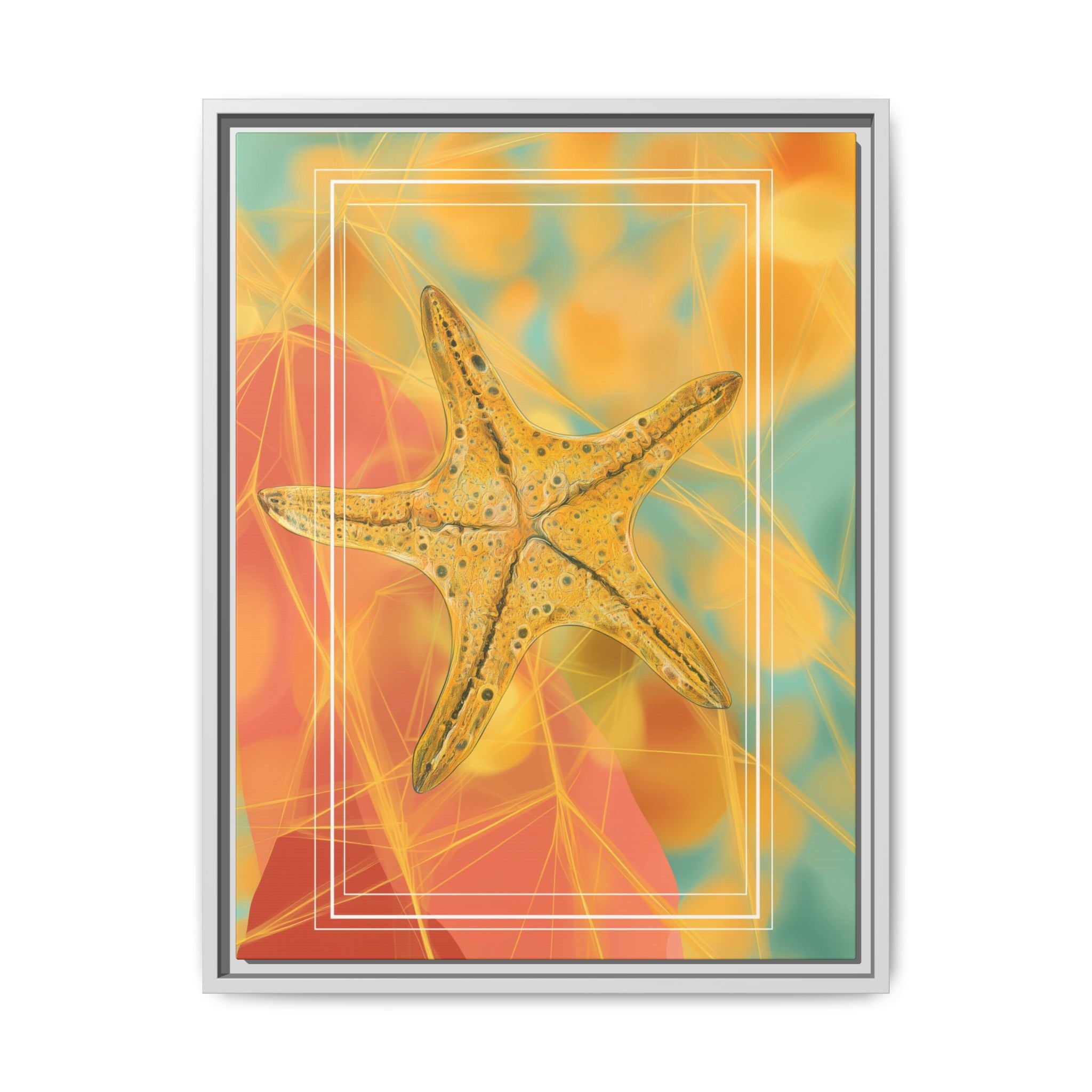 Celestial Starfish: Marine Geometry in Golden Hues, Tropical Oceanic Texture   |    Custom Orders Available