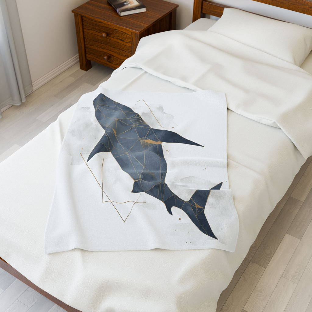 Polygonal Shark Blanket, Abstract Aquatic Design, Mosaic Oceanic Illustration   |  Personalized & Custom Orders Available