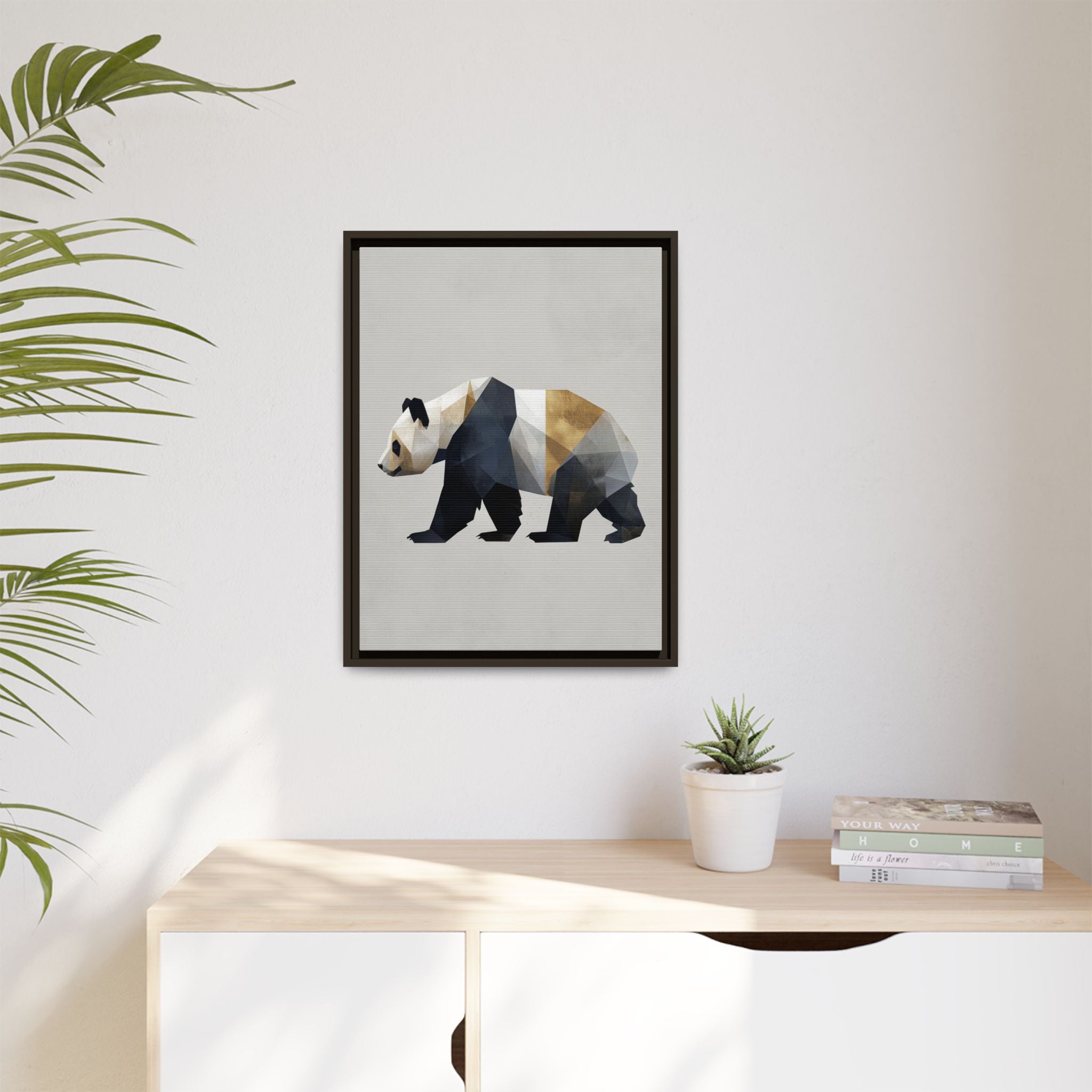 Geometric Panda: Low-Poly Digital Art, Metallic Contemporary Design   |  Personalized & Custom Orders Available