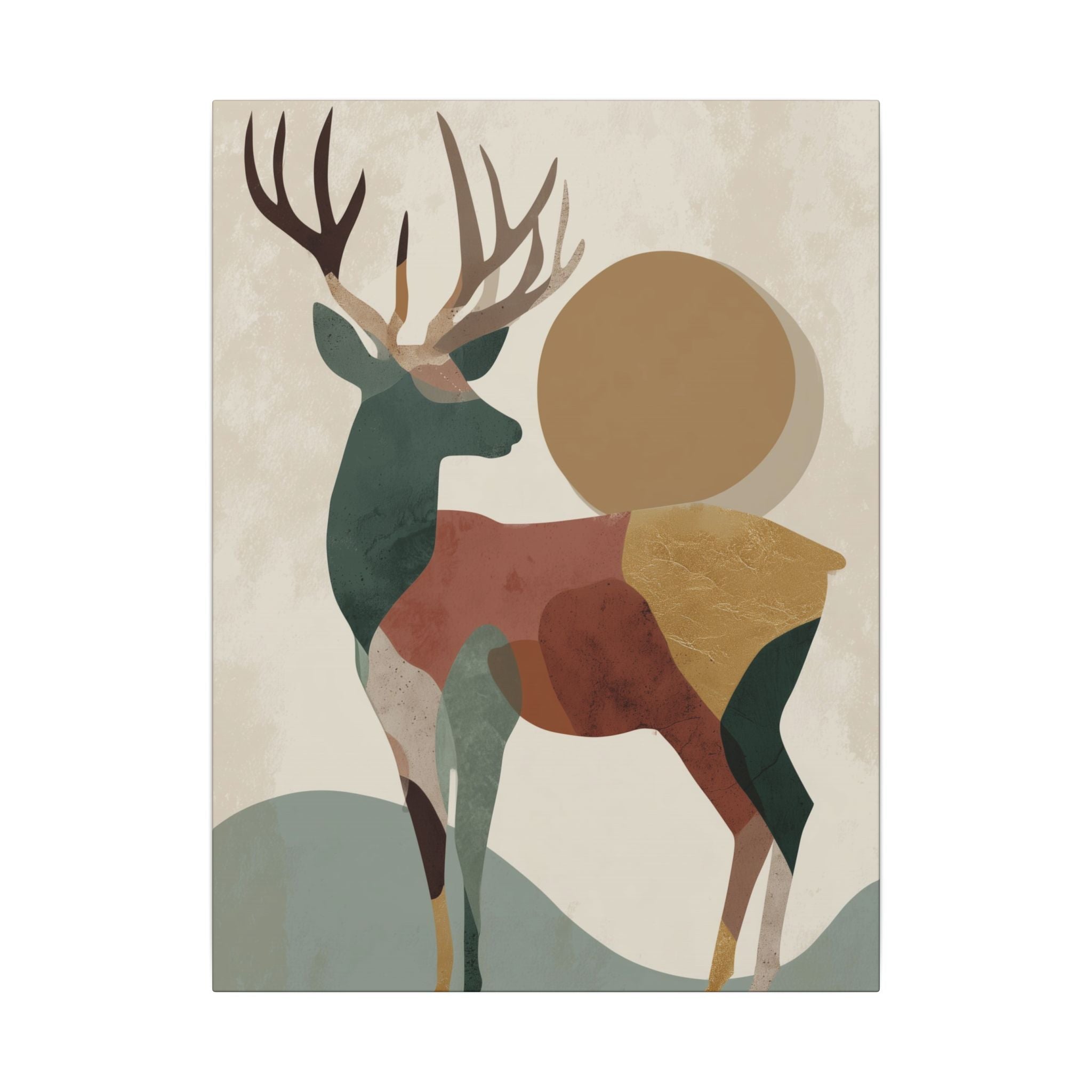 Majestic Deer Geometrica: Modern Nature Abstraction, Minimalist Wildlife Art, Earthy Tones Geometric Design   |  Personalized & Custom