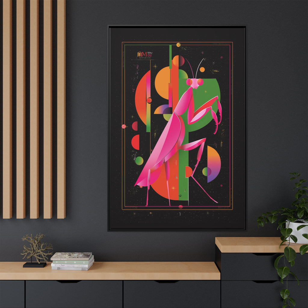 Cosmic Mantis Framed Print: Geometric Space Odyssey, Cubist Insect Illustration   |  Personalized & Custom Orders Available