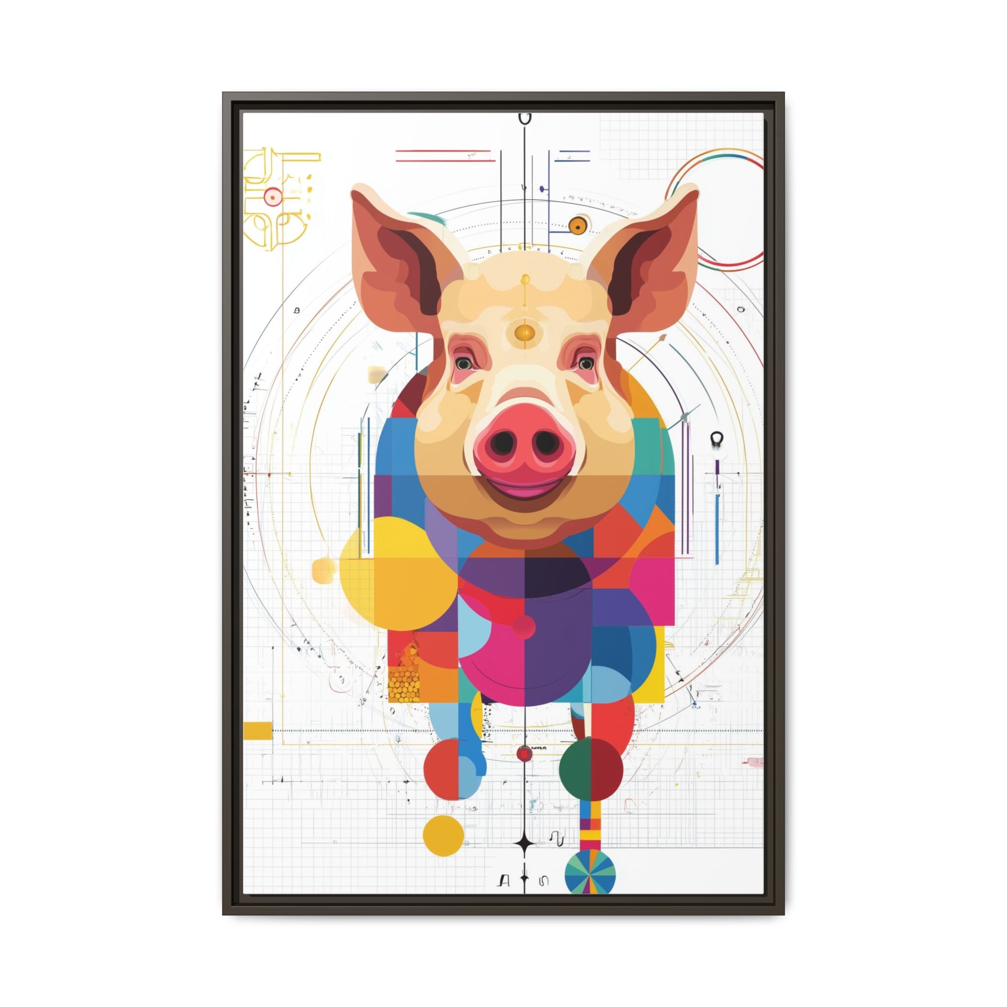 Geometric Pig: Digital Cubist Portrait, Mathematical Animal Abstraction   |    Custom Orders Available