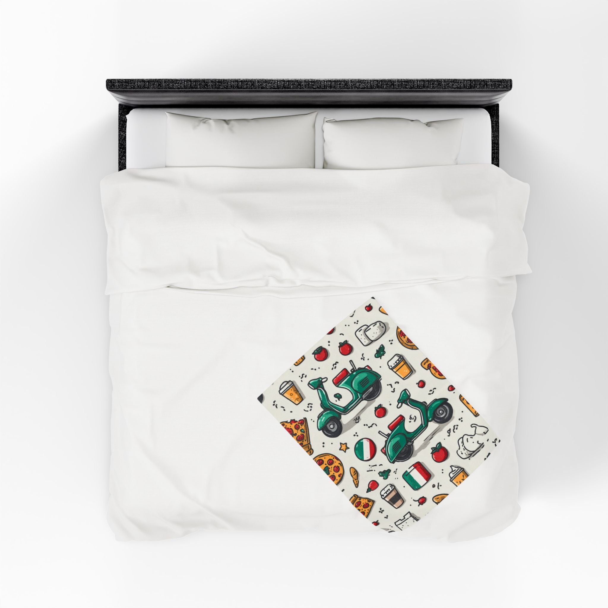 Bellissima Italia Quilt Doona Duvet Cover : Cultural Icons Collage, Italian Design Illustration   |   Custom Orders Accepted