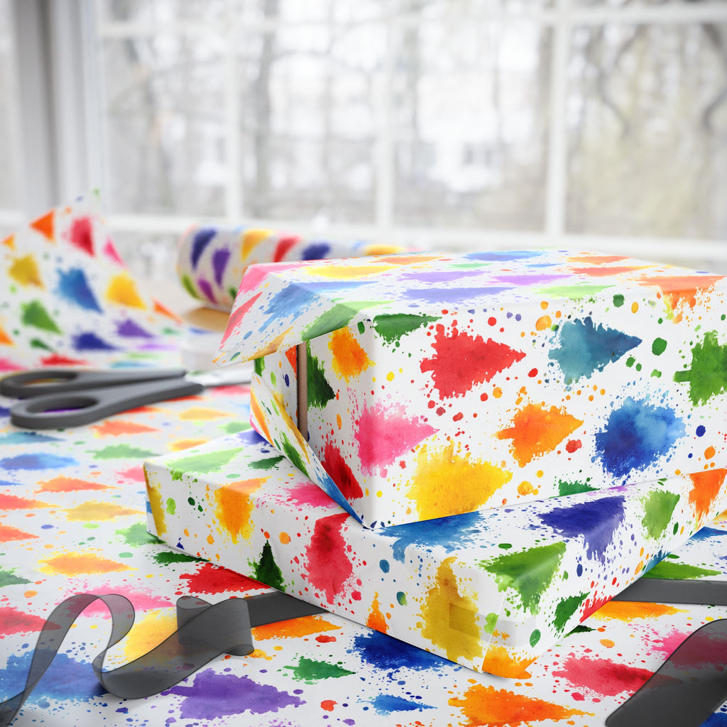 Wrapping Paper Roll — Colorful Paint Splash Gift Wrap for Birthdays & Celebrations