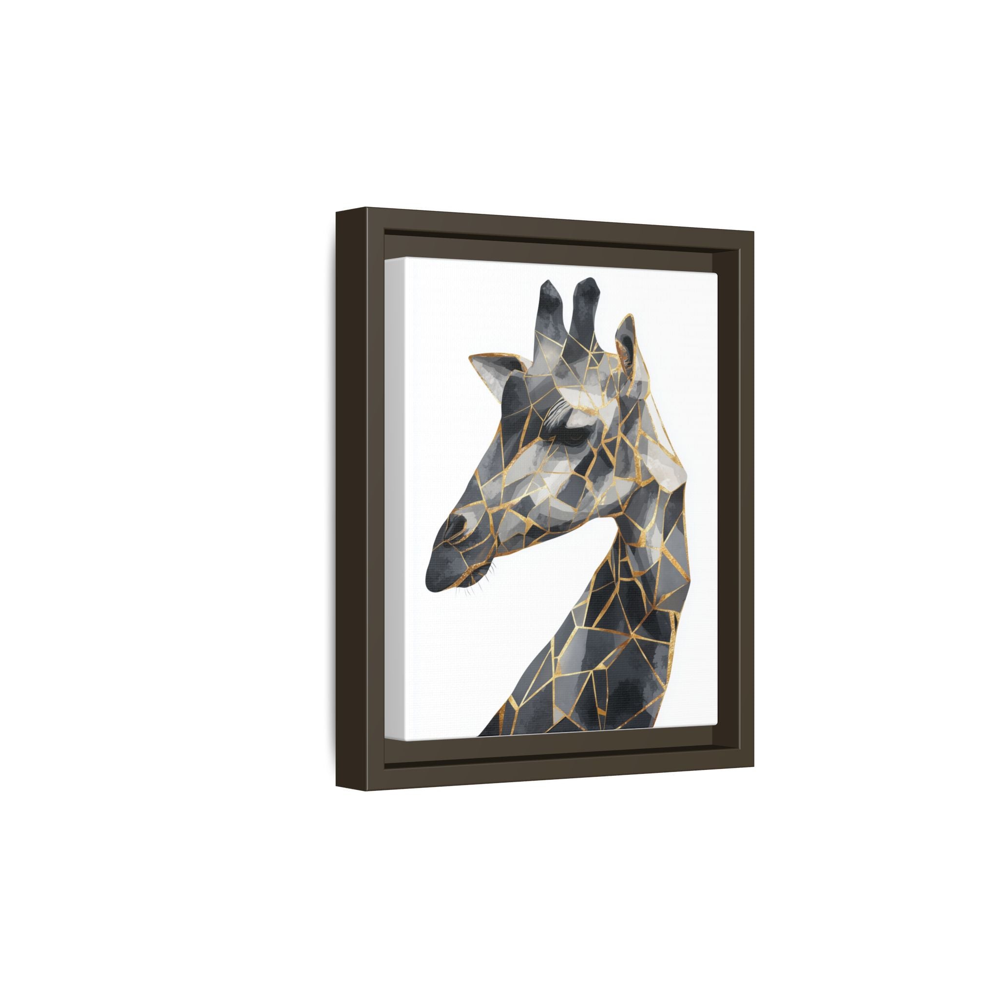 Geometric Giraffe Framed Print : Modern Mosaic Wildlife Art, Contemporary Golden Fragments   |  Personalized & Custom Orders Available