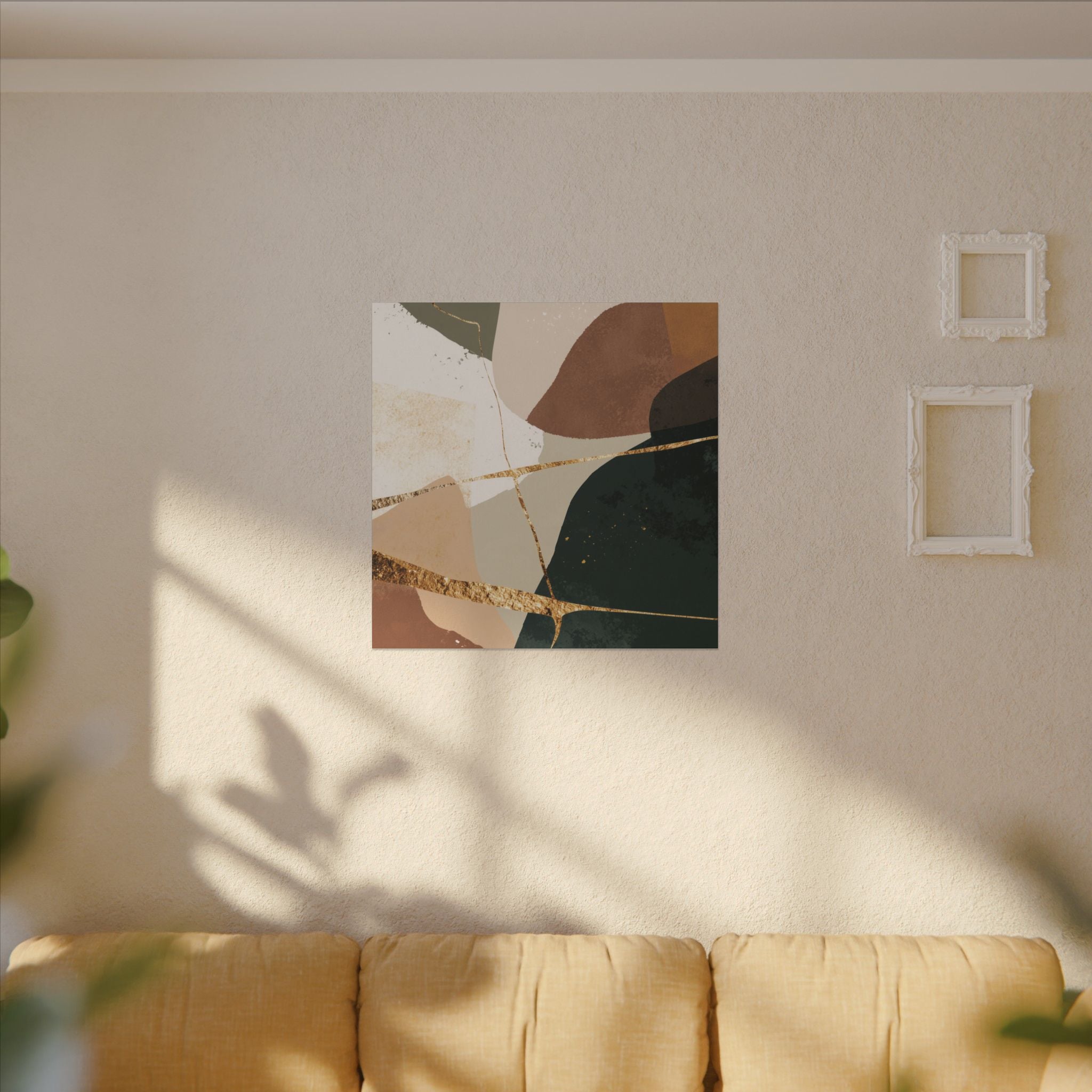 Canvas Print, Abstract Earthy Gold Wall Art, Modern Designer Home Decor, Stretched Matte Canvas; Thick, Multi-Size, Office Decor