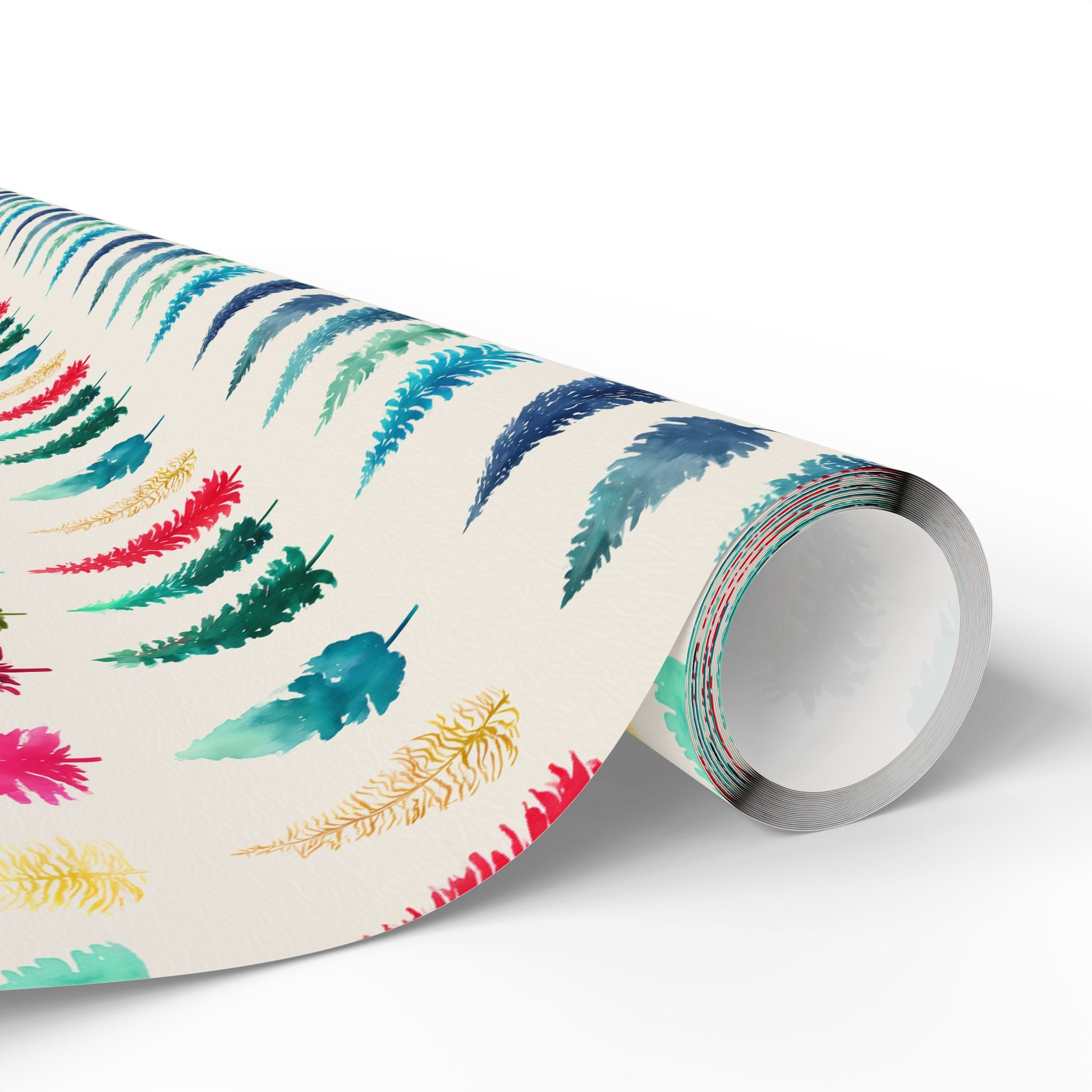 Feather Watercolor Wrapping Paper - Boho Gift Wrap Roll for Birthdays & Weddings