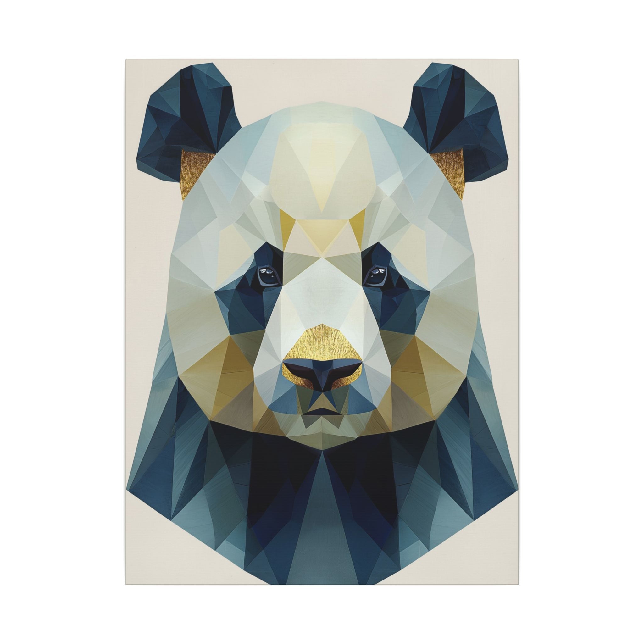 Geometric Panda: Low-Poly Animal Art, Modern Minimalist Design, Blue and Gold Illustration   |  Personalized & Custom Orders Available