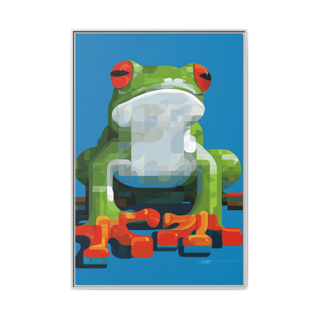 Mosaic Amphibian: Geometric Frog Portrait, Digital Pixel Art Illustration   |    Custom Orders Available