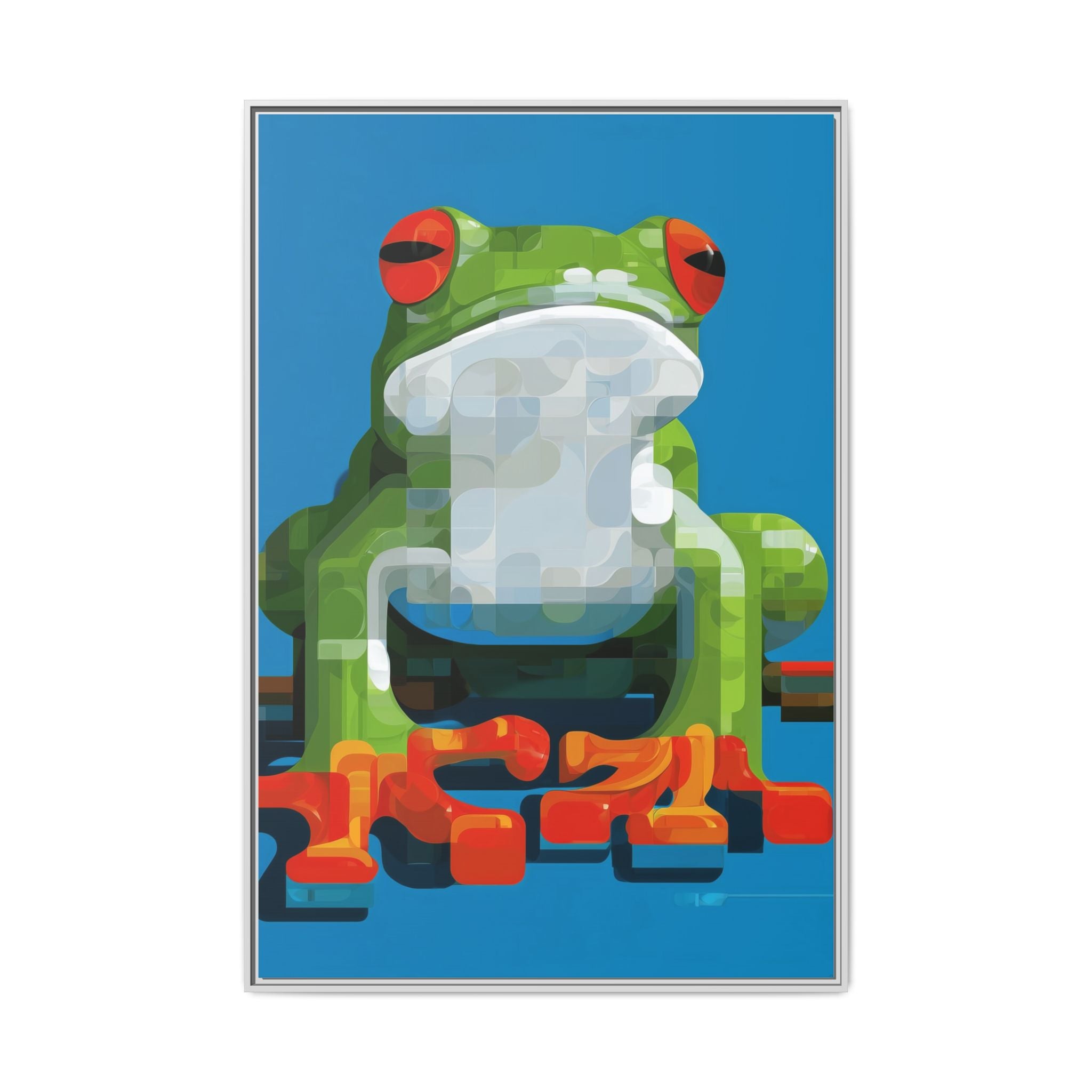 Mosaic Amphibian: Geometric Frog Portrait, Digital Pixel Art Illustration   |    Custom Orders Available