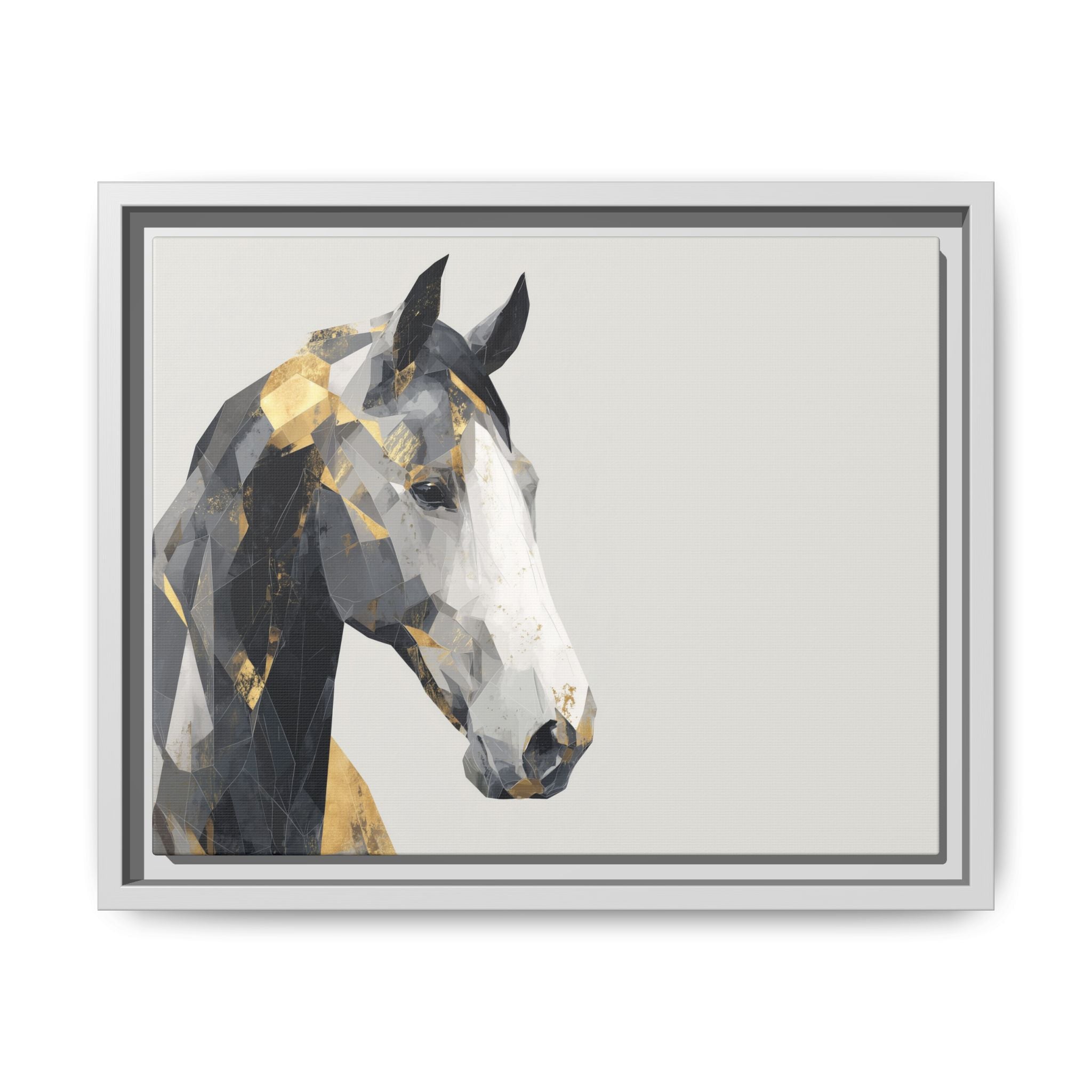 Geometric Stallion: Cubist Equine Art, Modern Metallic Polygonal Design   |  Personalized & Custom Orders Available