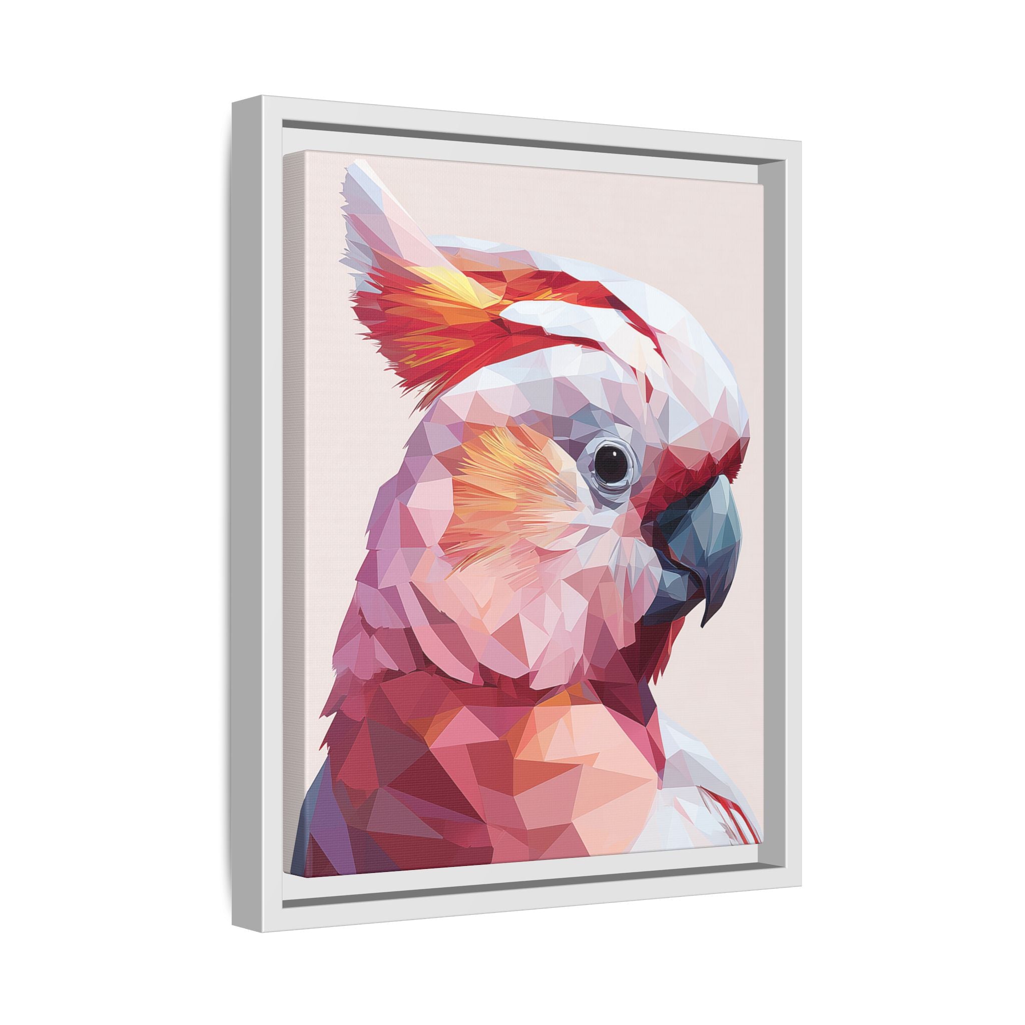 Prismatic Cockatoo: Geometric Bird Portrait, Low-Poly Digital Art   |  Personalized & Custom Orders Available
