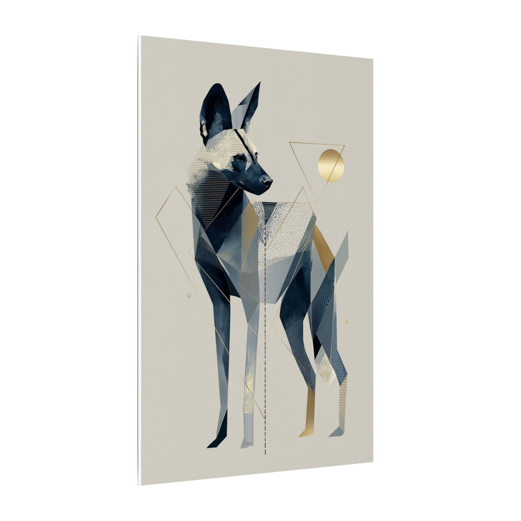 Geometric Canine: Abstract Dog Portrait, Modern Graphic Design, Metallic Blue Composition   |  Personalized & Custom Orders Available