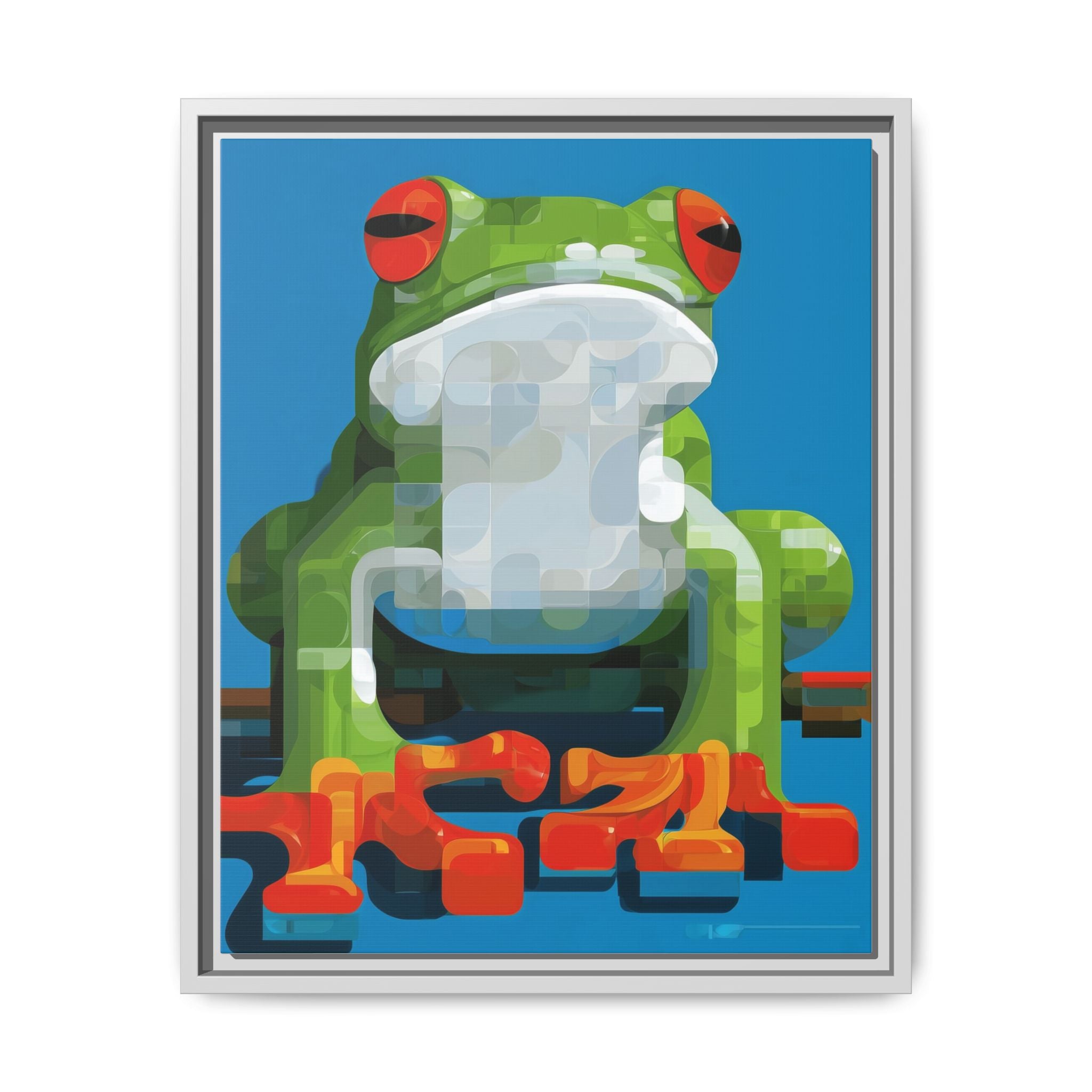 Mosaic Amphibian: Geometric Frog Portrait, Digital Pixel Art Illustration   |    Custom Orders Available