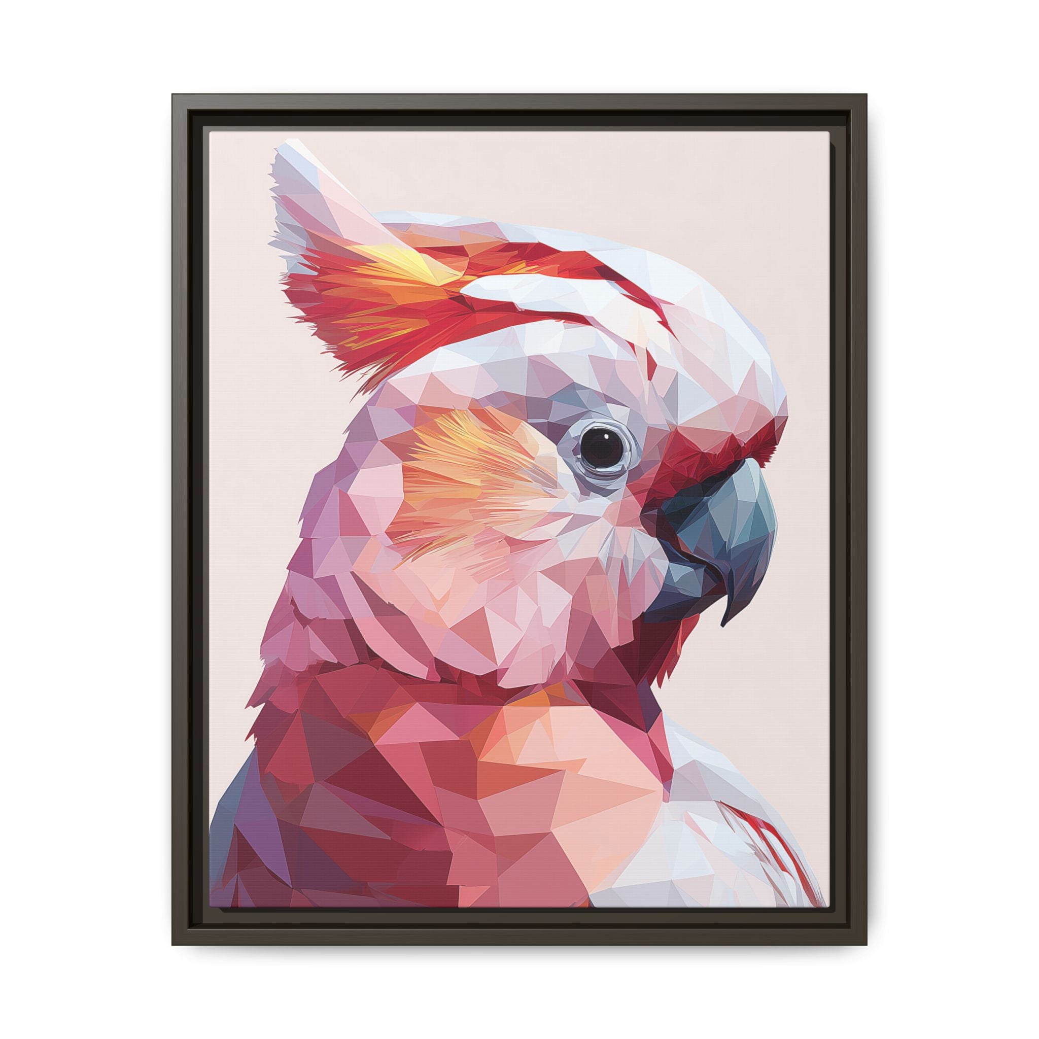 Prismatic Cockatoo: Geometric Bird Portrait, Low-Poly Digital Art   |  Personalized & Custom Orders Available