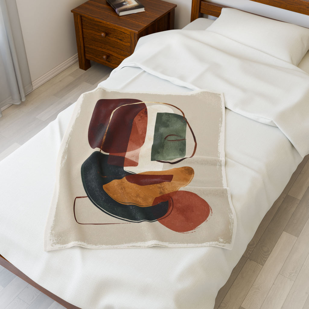 Organic Geometry: Layered Shapes in Earthy Tones, Mid-Century Modern Abstract   |    Custom Orders Available