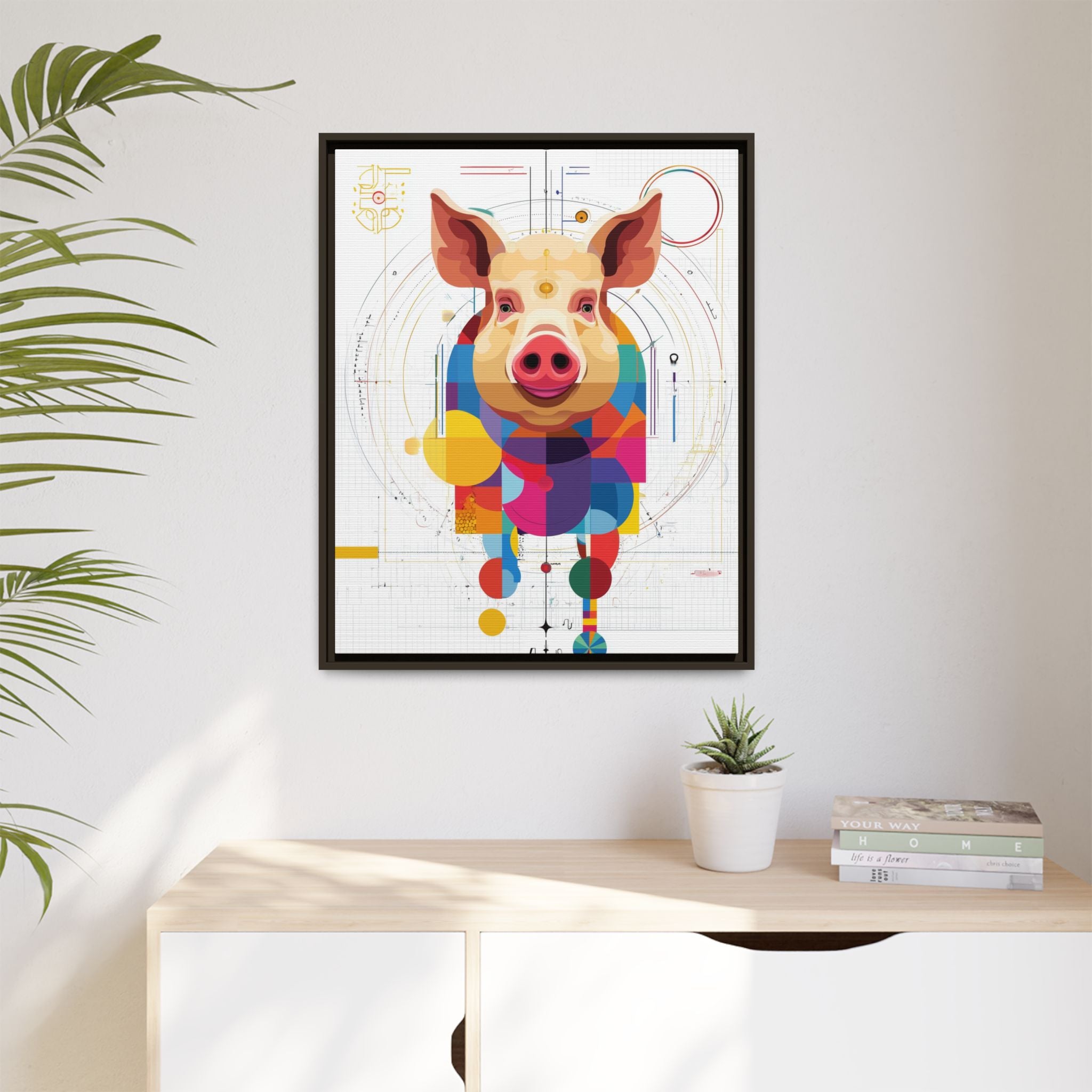 Geometric Pig: Digital Cubist Portrait, Mathematical Animal Abstraction   |    Custom Orders Available
