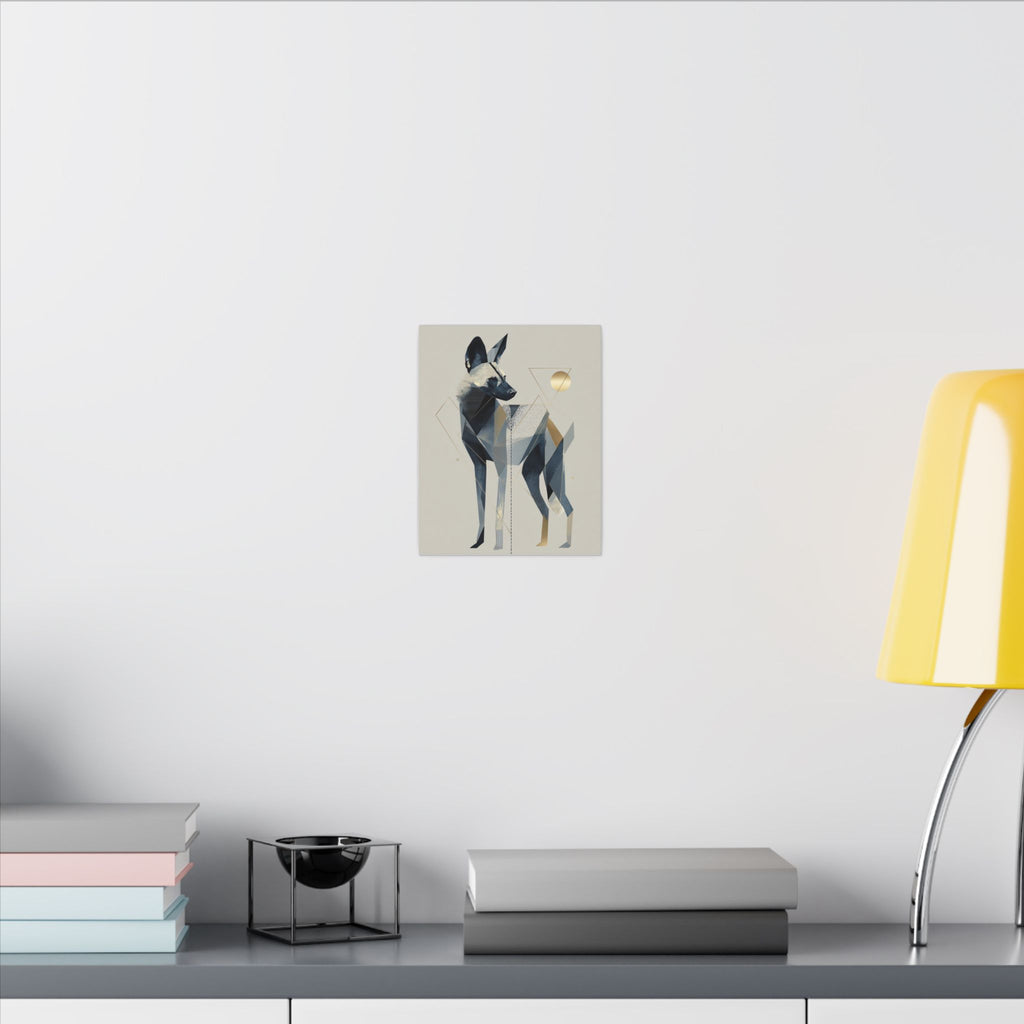 Geometric Canine: Abstract Dog Portrait, Modern Graphic Design, Metallic Blue Composition   |  Personalized & Custom Orders Available
