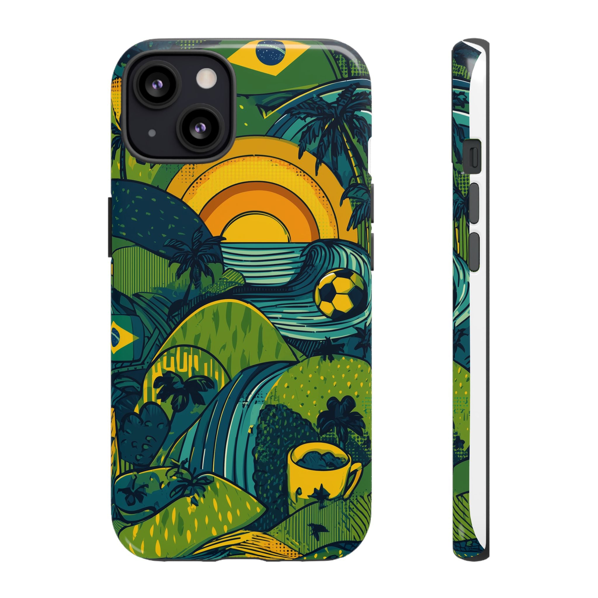 Brazil Tough Cases: Sporty Tropical Phone Case, Fun Beach Vibe Phone Accessory, Summer Travel Gift, Colorful Phone Cover, Casual Style Tech