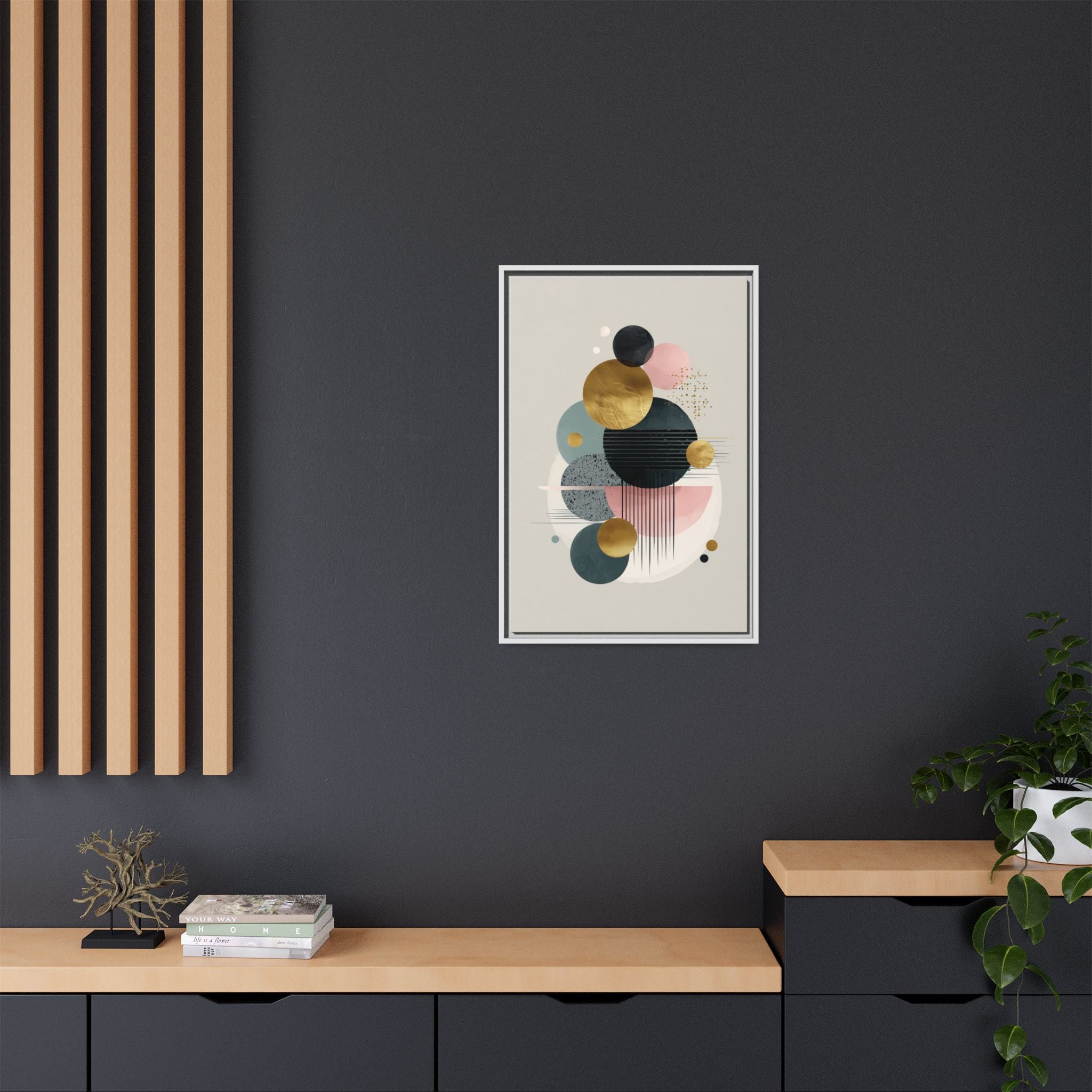 Geometric Harmony: Intersecting Circles, Mid-Century Modern Design, Abstract Metallic Composition   |   Custom Orders Accepted