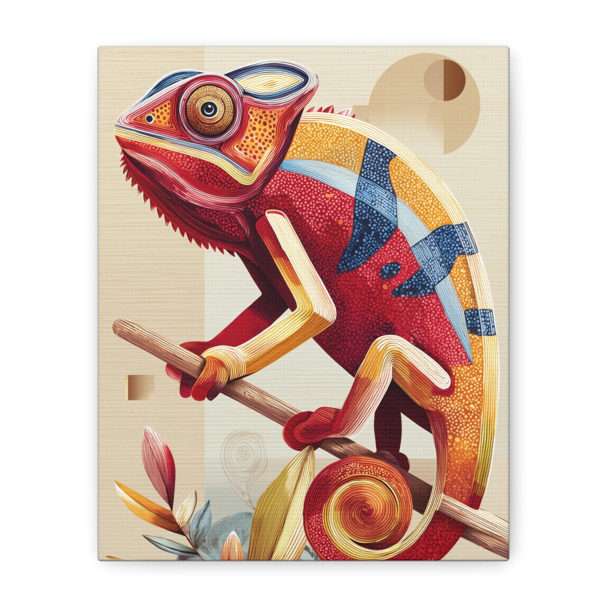 Chameleon Canvas Print, pastel geometric chameleon wall art, Home Decor, Office Decor, Gift for Her, Unique Artwork, Teen Room Decor