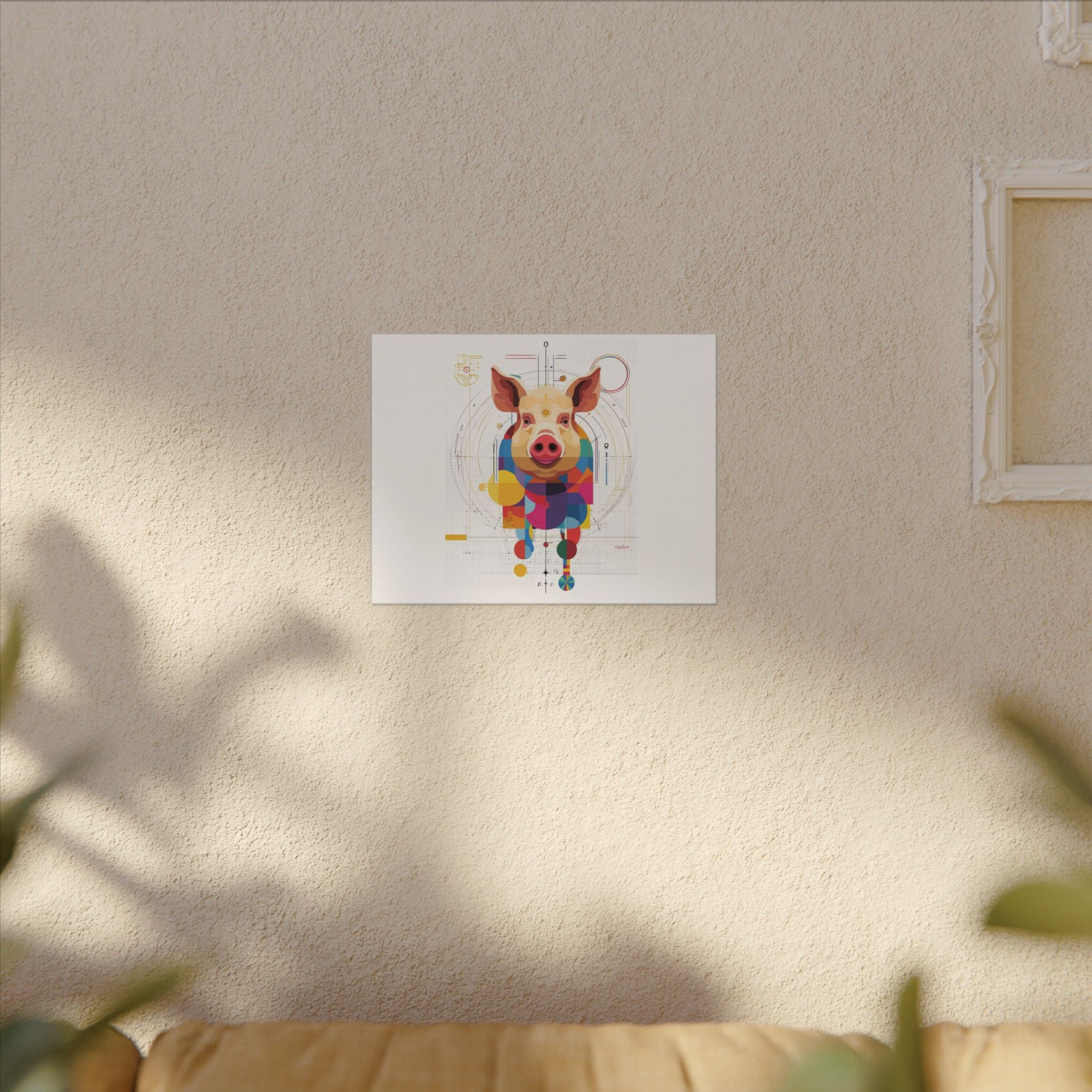 Geometric Pig Portrait: Cubist Animal Art, Technical Design Illustration   |    Custom Orders Available