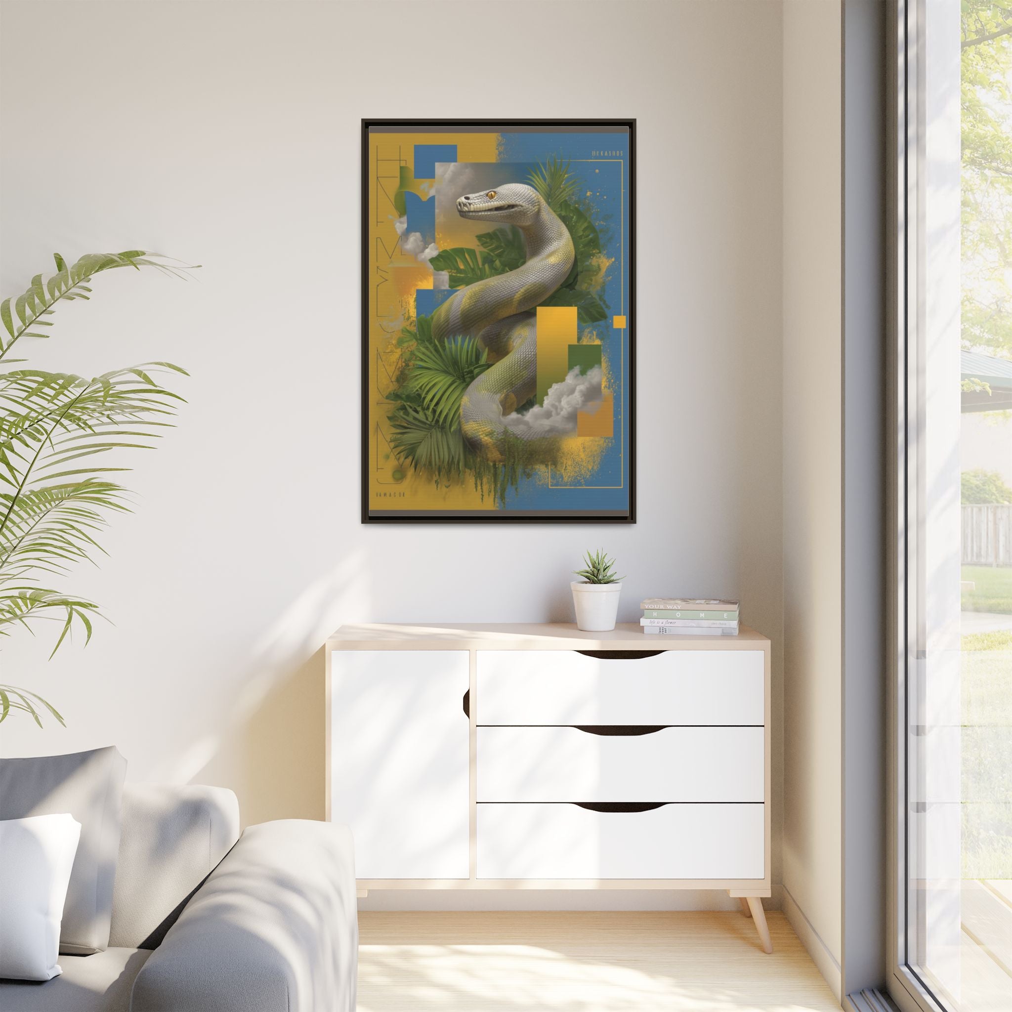 Serpent of Surreal Geometries: Tropical Hyperrealism, Digital Snake Illustration   |    Custom Orders Available