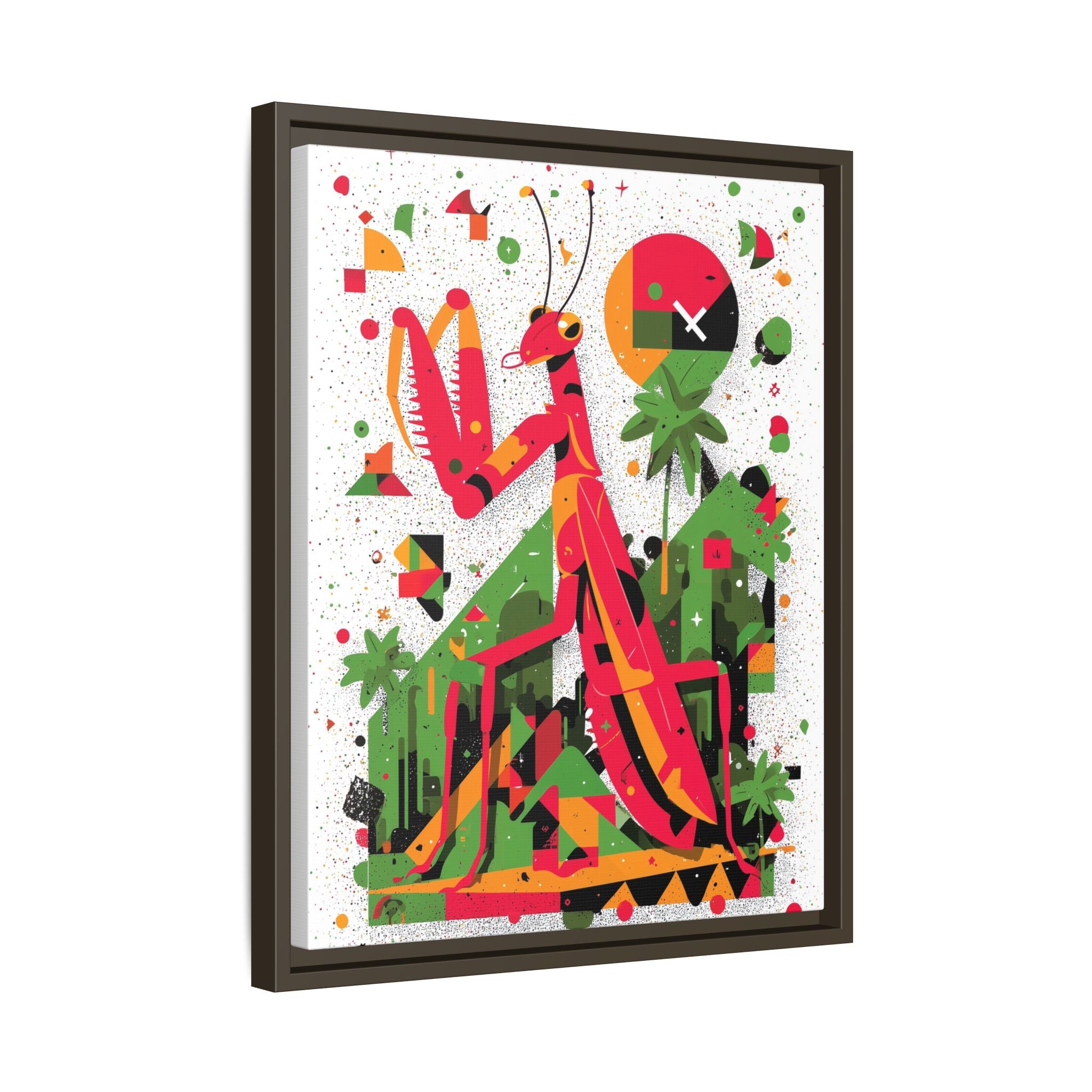 Praying Mantis in Bloom: Geometric Insect Portrait, Abstract Digital Illustration   |    Custom Orders Available