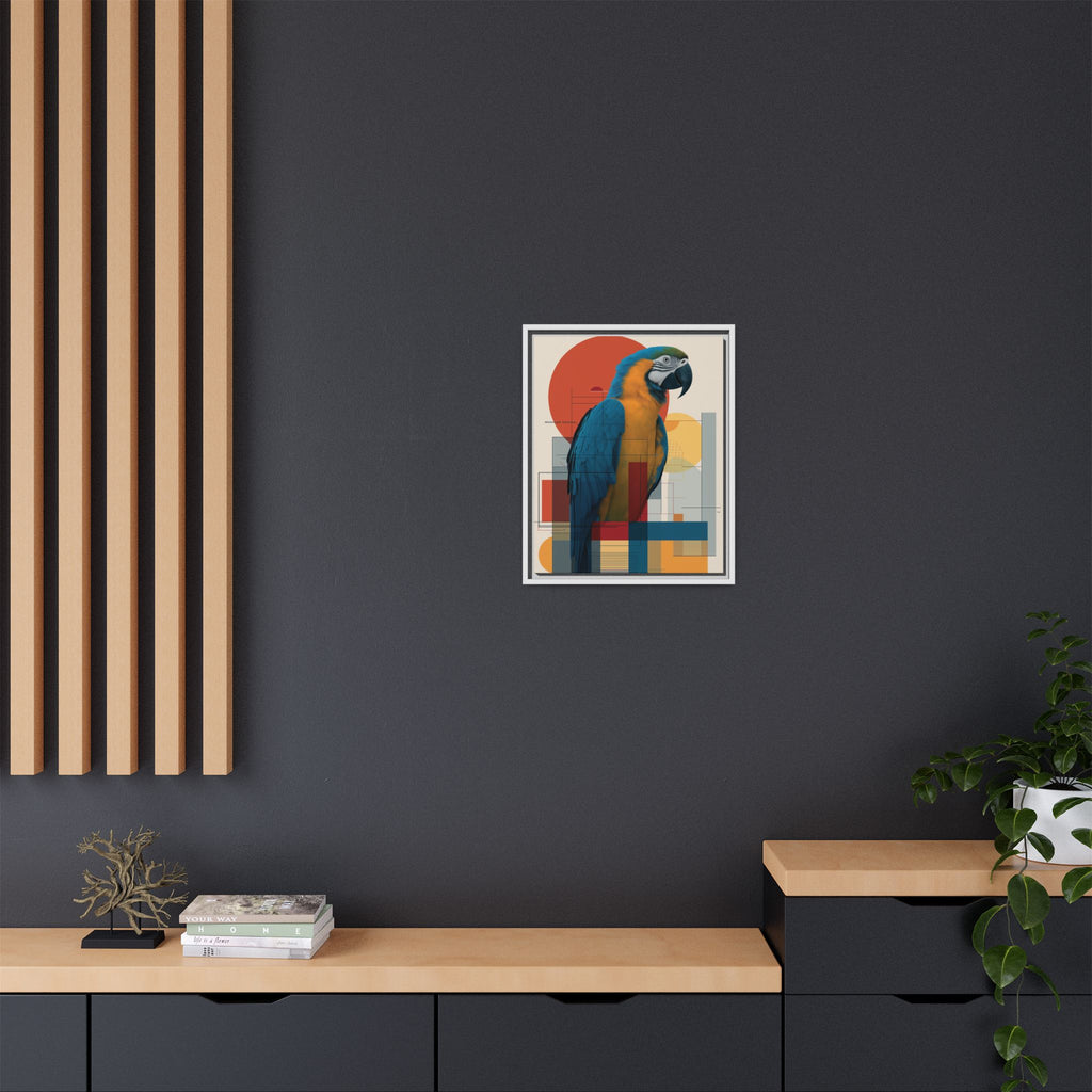 Vibrant Macaw Geometric Framed Print: Avian Realism, Modern Abstract Composition   |  Personalized & Custom Orders Available