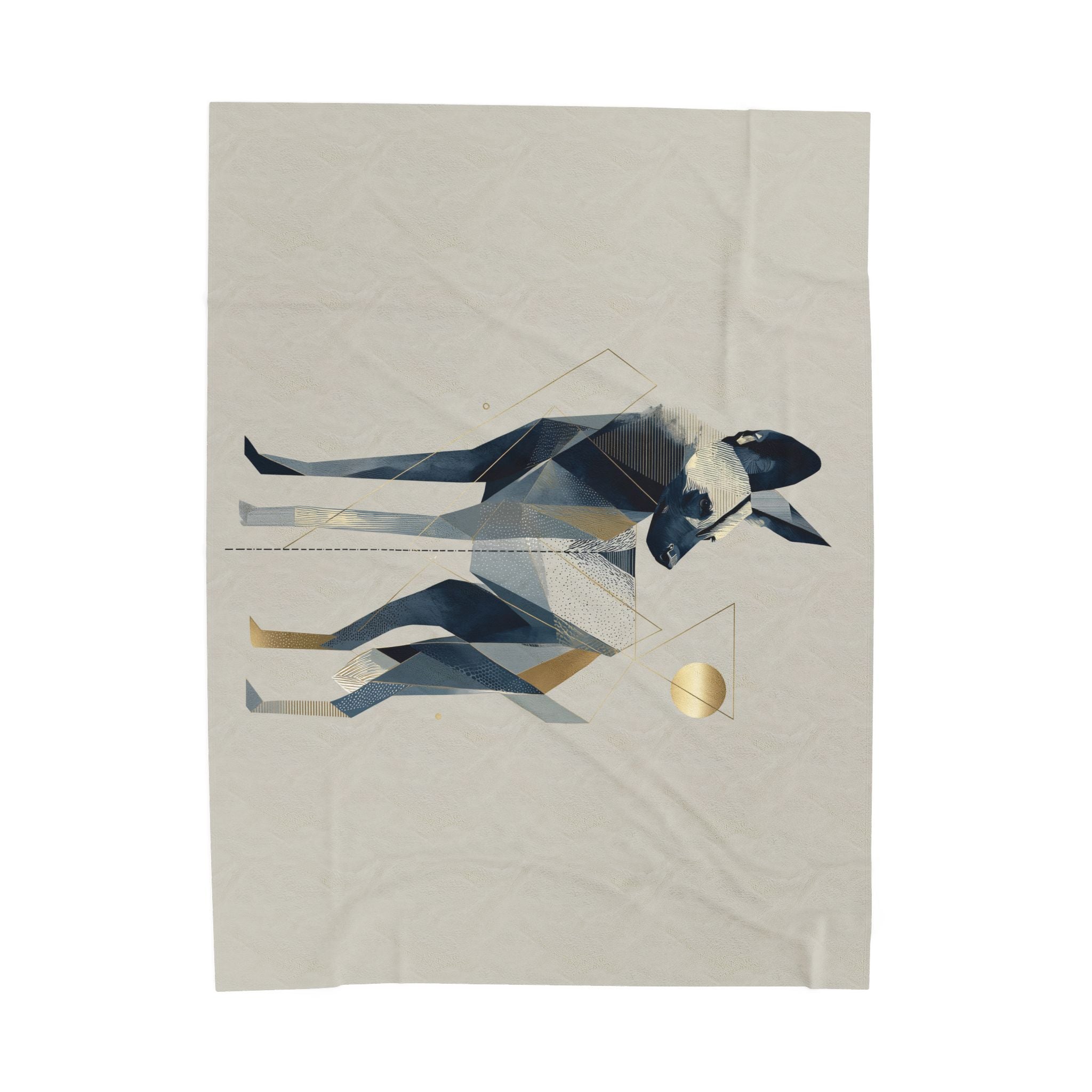 Velveteen Plush Blanket, Geometric Hyena Quilt Cover, Soft Cozy Throw, Animal Lover Gift, Bedding Decor, Home Accessory