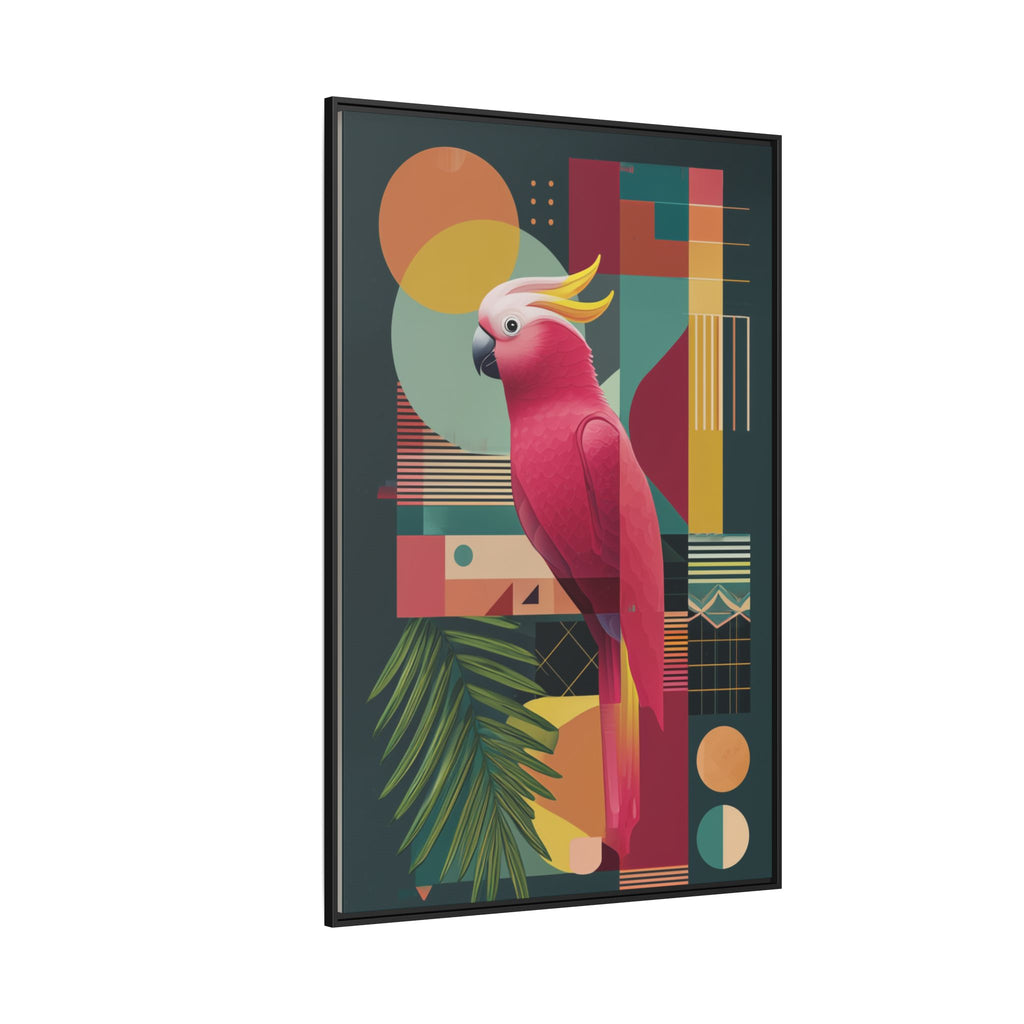 Cockatoo in Geometric Bloom: Mid-Century Modern Art, Tropical Abstract Design   |    Custom Orders Available