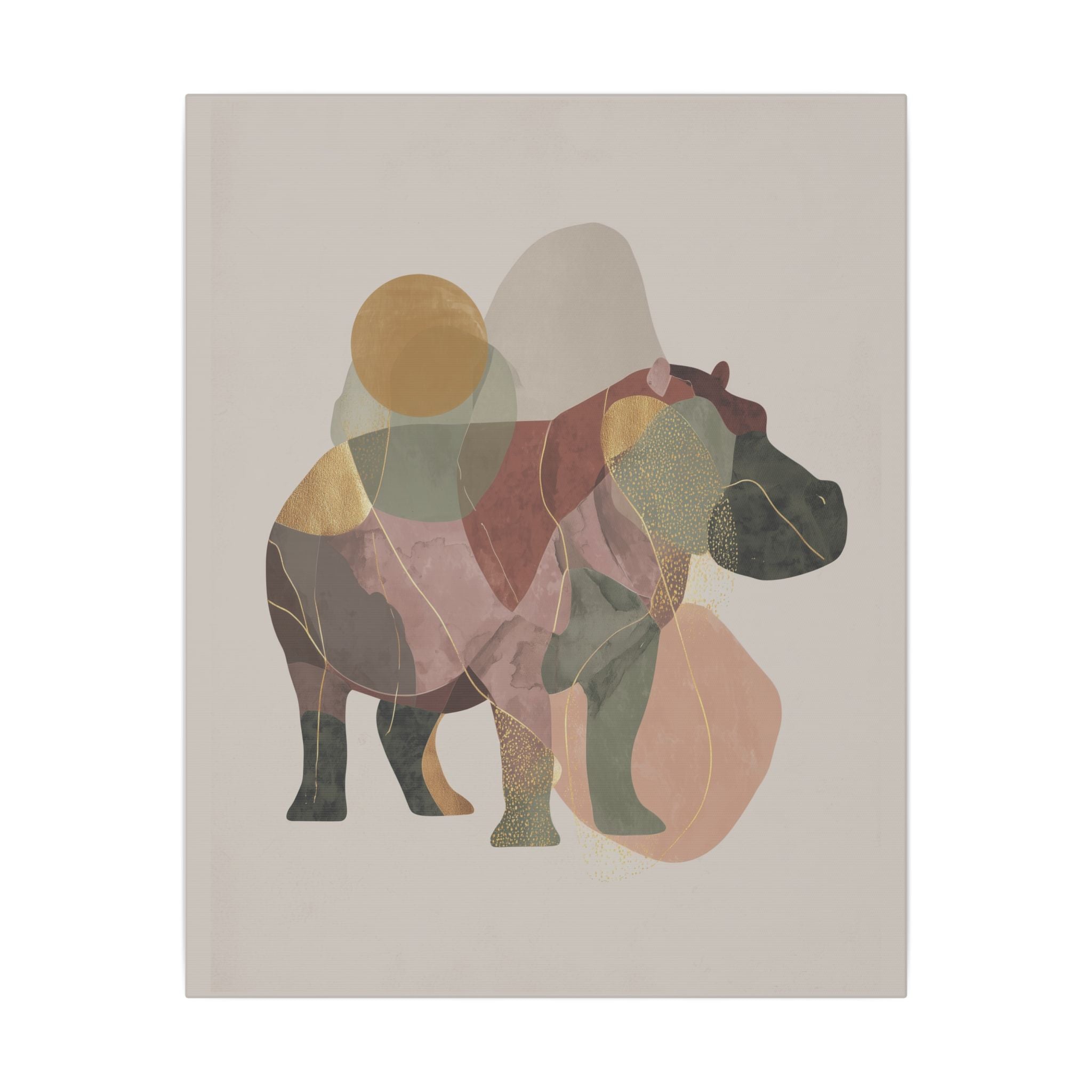 Fragmented Hippo: Geometric Abstraction, Earthy Mosaic Composition   |    Custom Orders Available