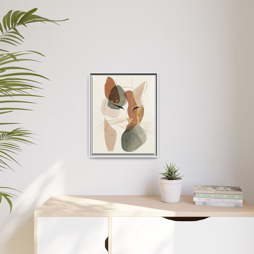 Feline Geometry: Abstract Cat Portrait, Minimalist Earth Tones   |  Personalized & Custom Orders Available