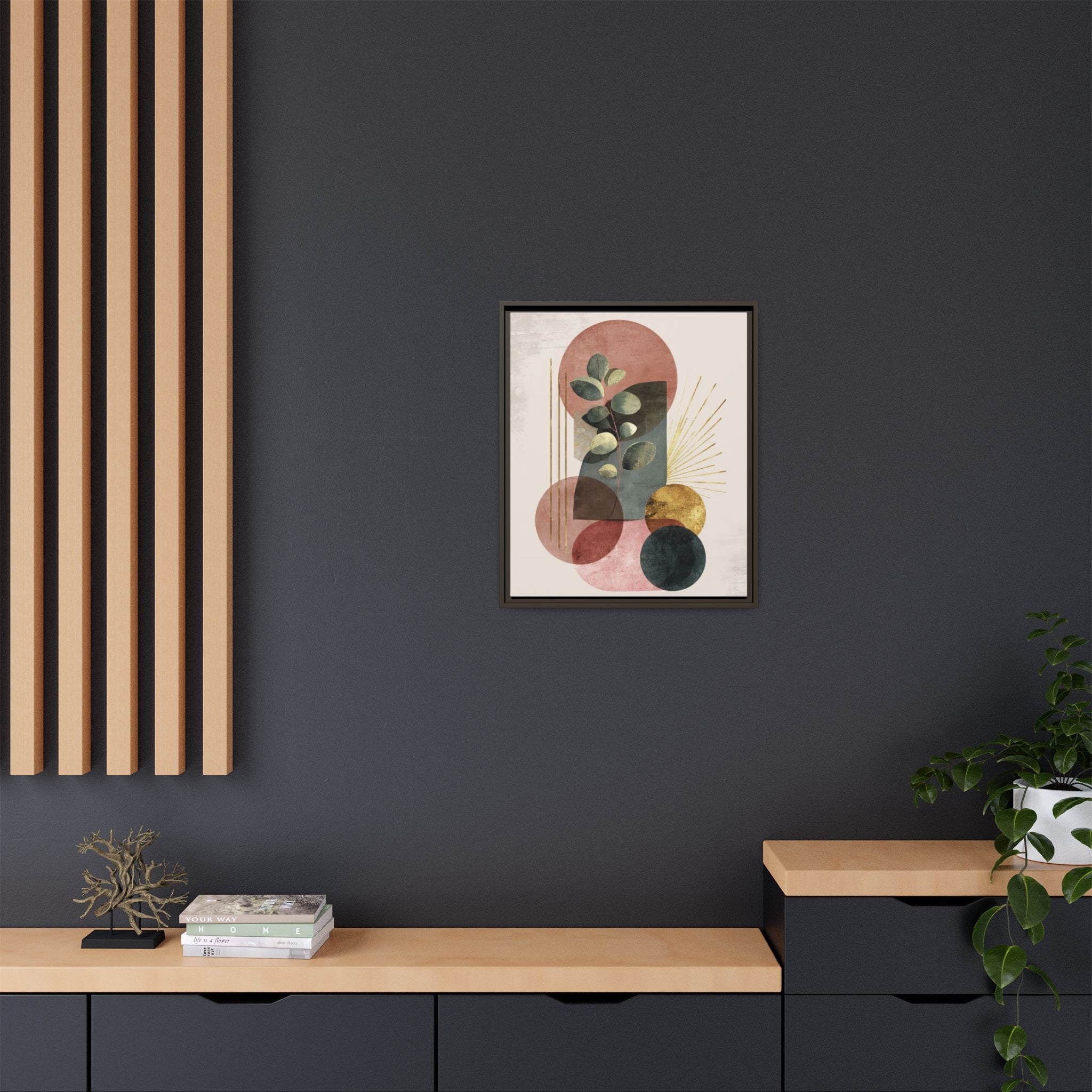 Botanical Geometric Symphony: Eucalyptus Harmony, Metallic Intersections, Modern Earth Tones   |   Custom Orders Accepted