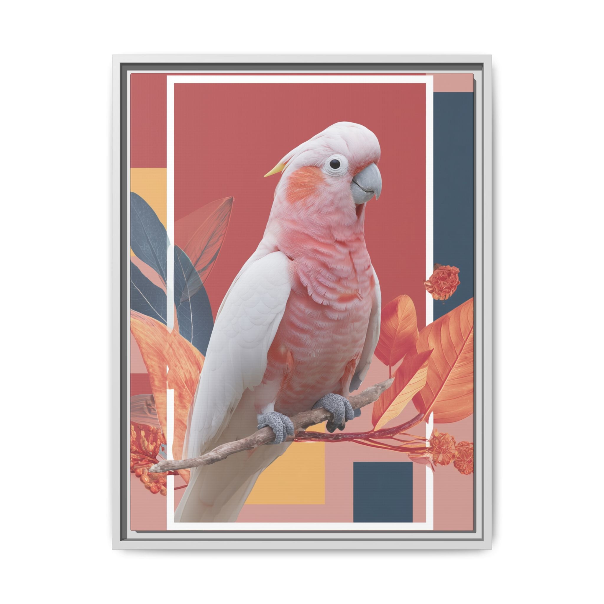 Framed Print: Cockatoo in Contemporary Geometric Style, Modern Avian Art Collection   |  Personalized & Custom Orders Available